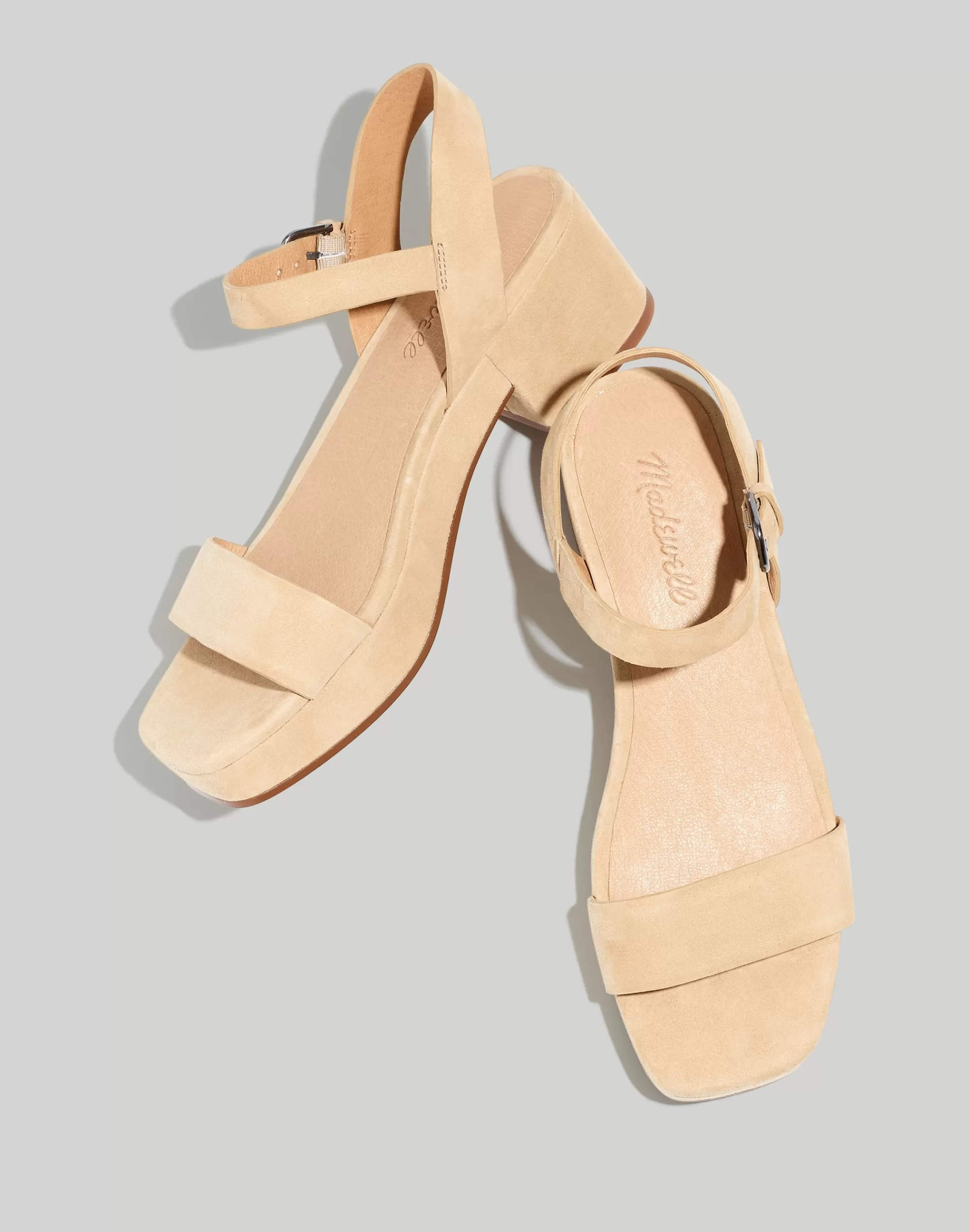 Madewell Heels>The Lina Platform Sandal In Suede Earthen Sand