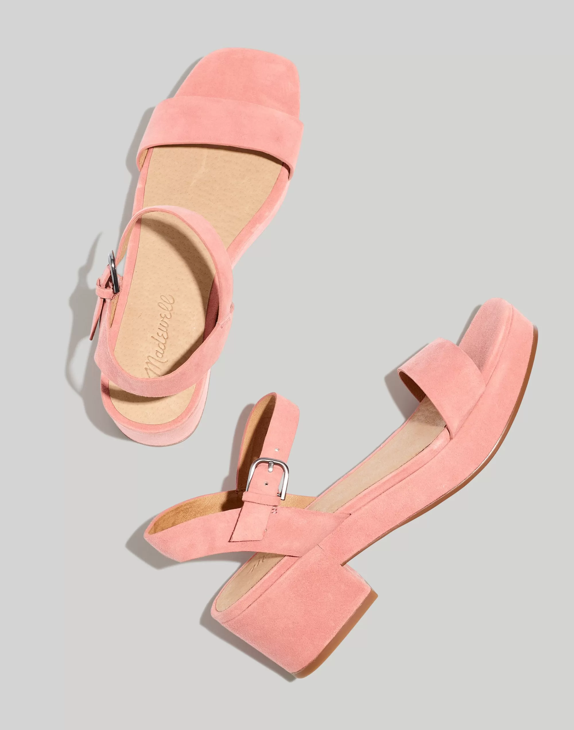 Madewell Heels>The Lina Platform Sandal In Suede Misty Rose