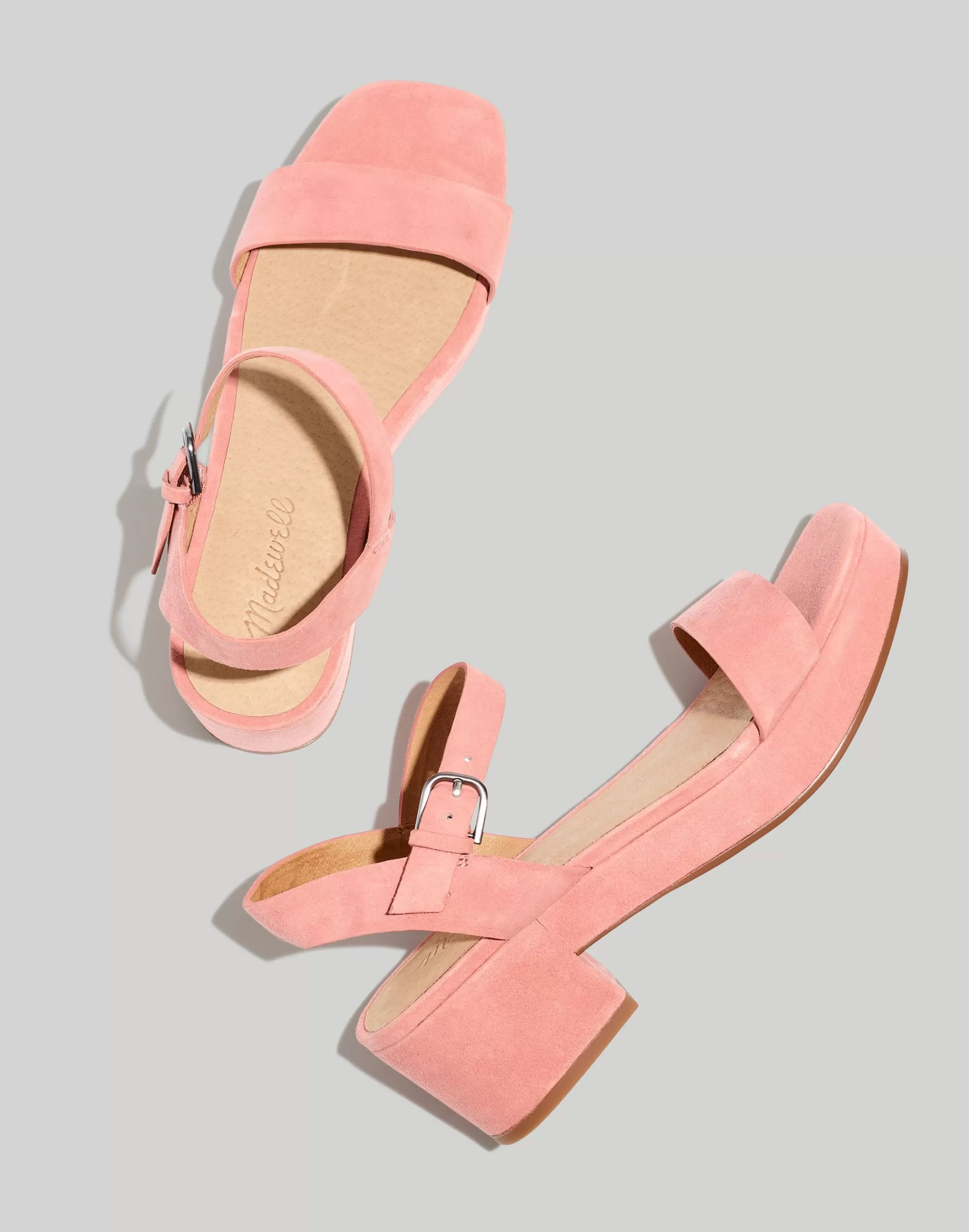 Madewell Sandals>The Lina Platform Sandal In Suede Misty Rose