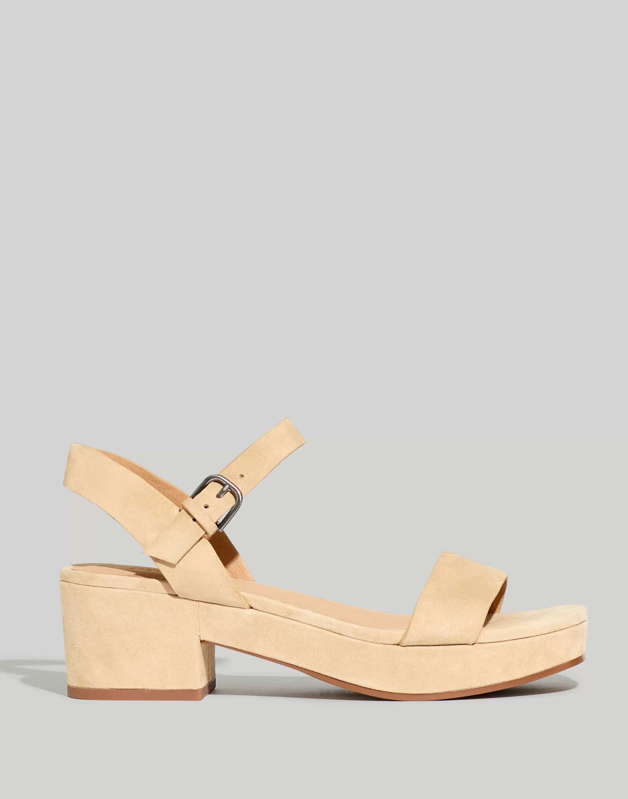 Madewell Heels>The Lina Platform Sandal In Suede Earthen Sand