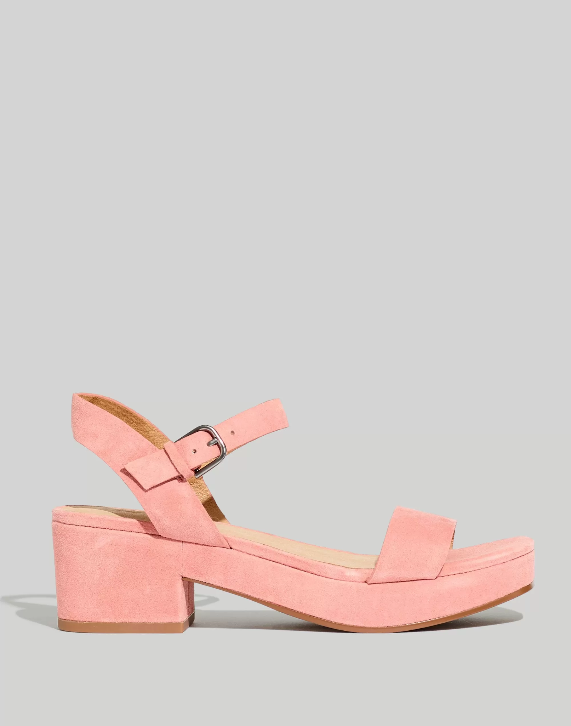 Madewell Heels>The Lina Platform Sandal In Suede Misty Rose