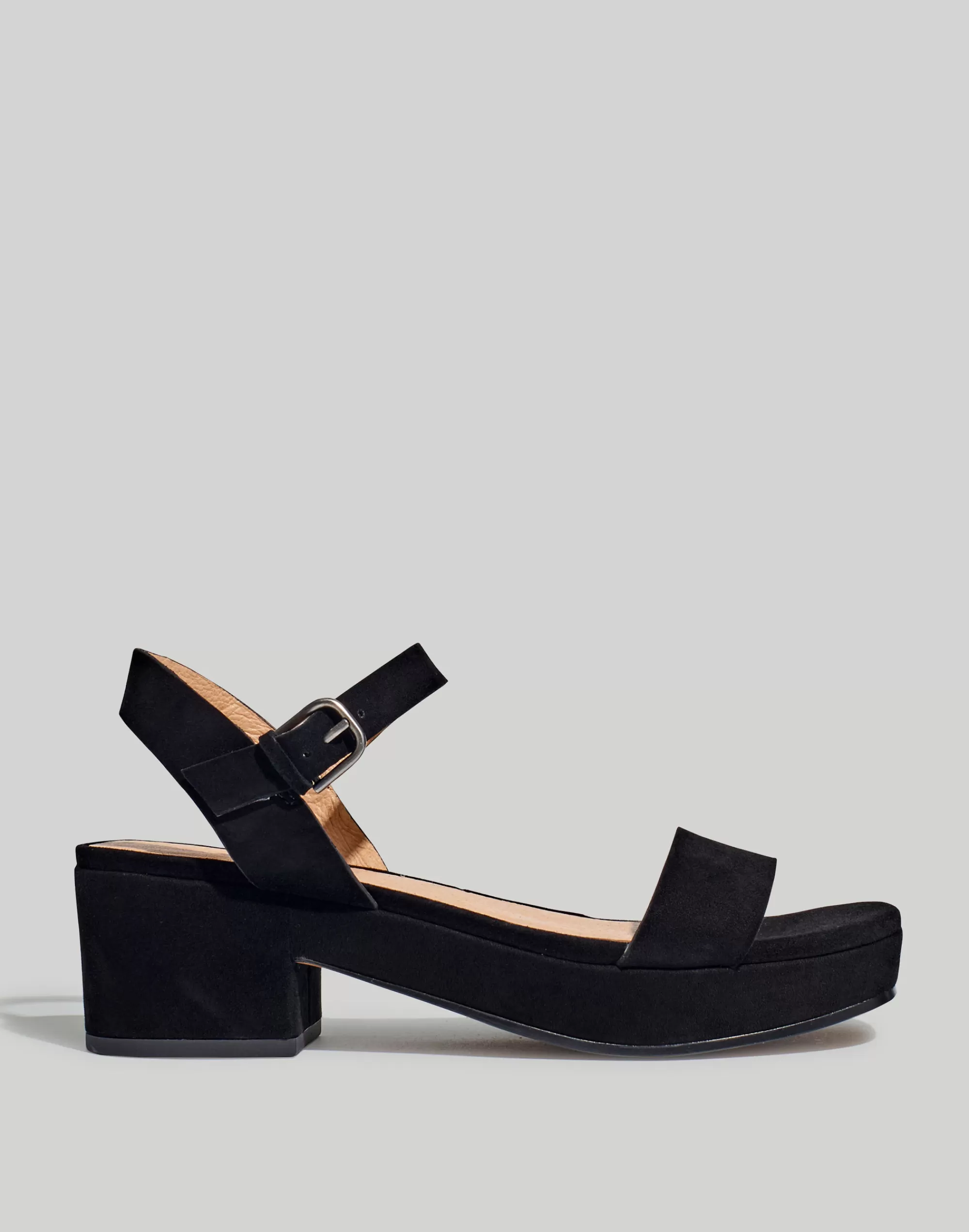 Madewell Sandals>The Lina Platform Sandal In Suede True Black