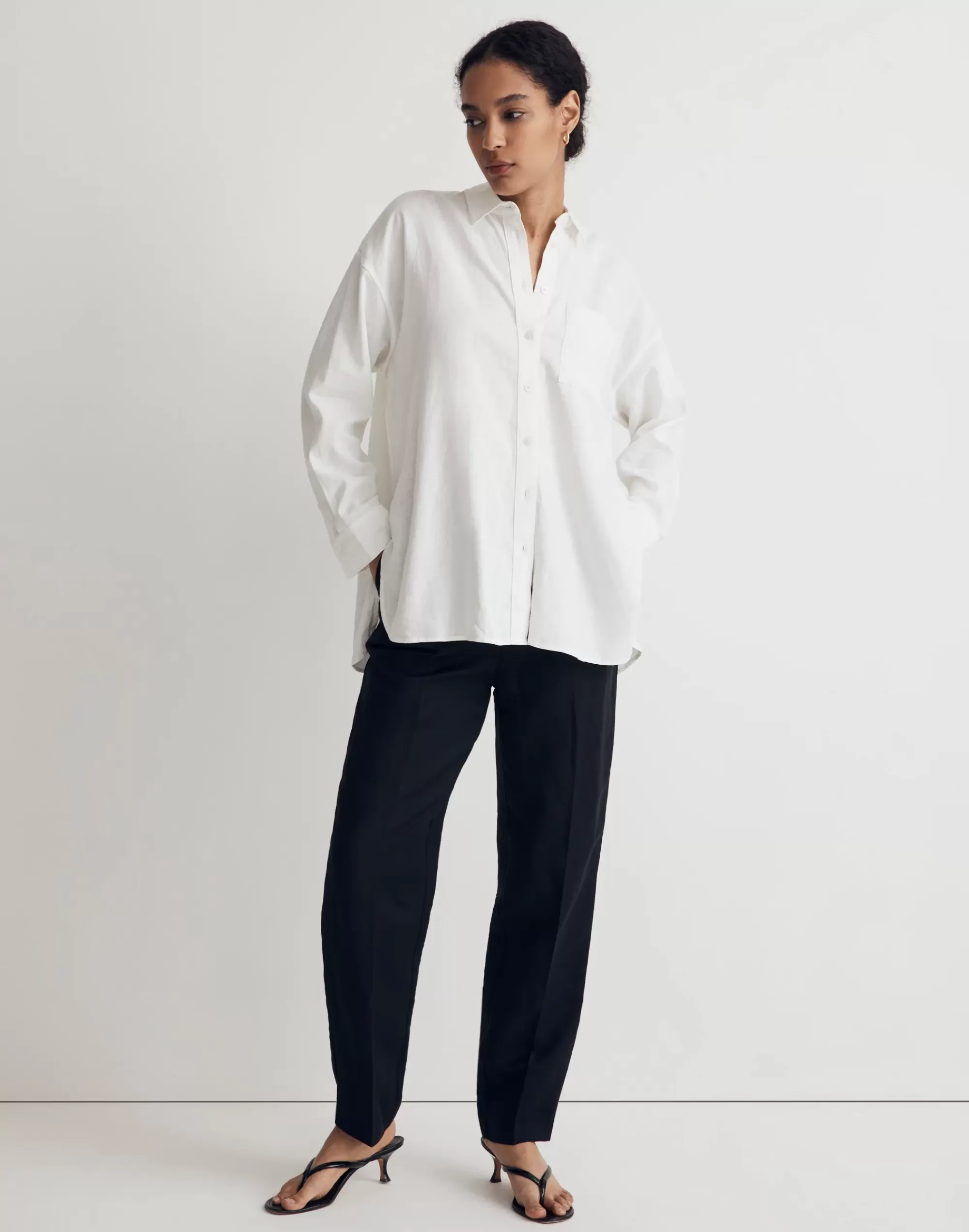 Madewell Tops & Shirts>The Linen-Blend Oversized Shirt Eyelet White