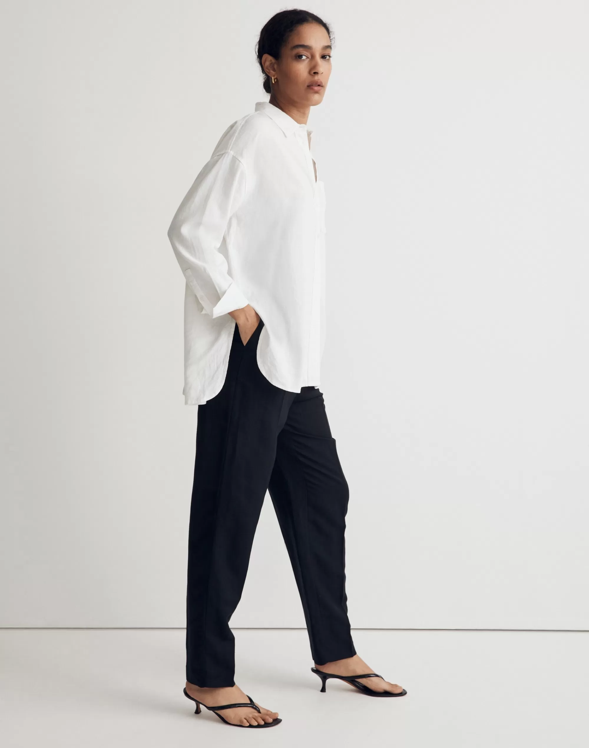 Madewell Tops & Shirts>The Linen-Blend Oversized Shirt Eyelet White