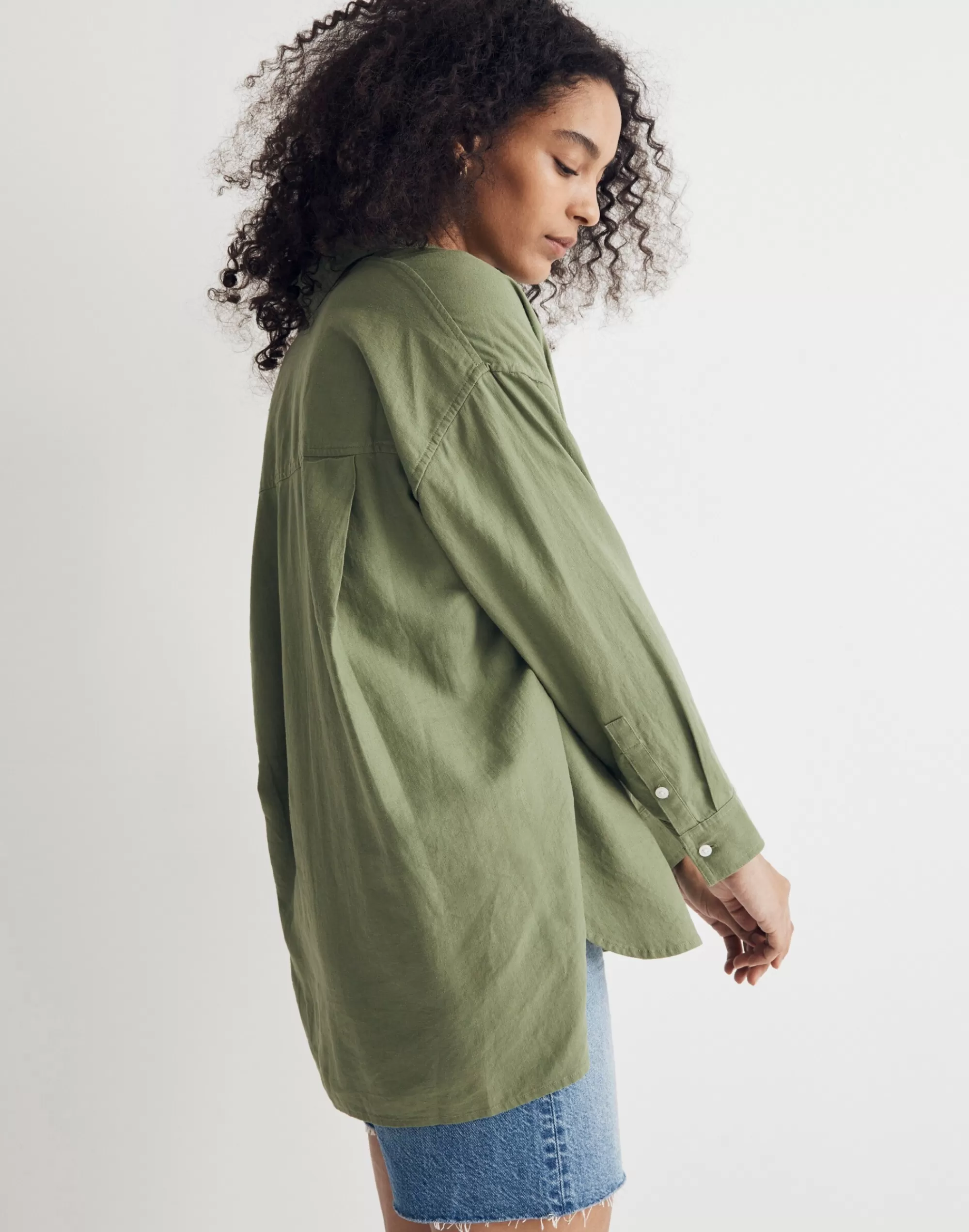 Madewell Tops & Shirts>The Linen-Blend Oversized Shirt Sweet Basil