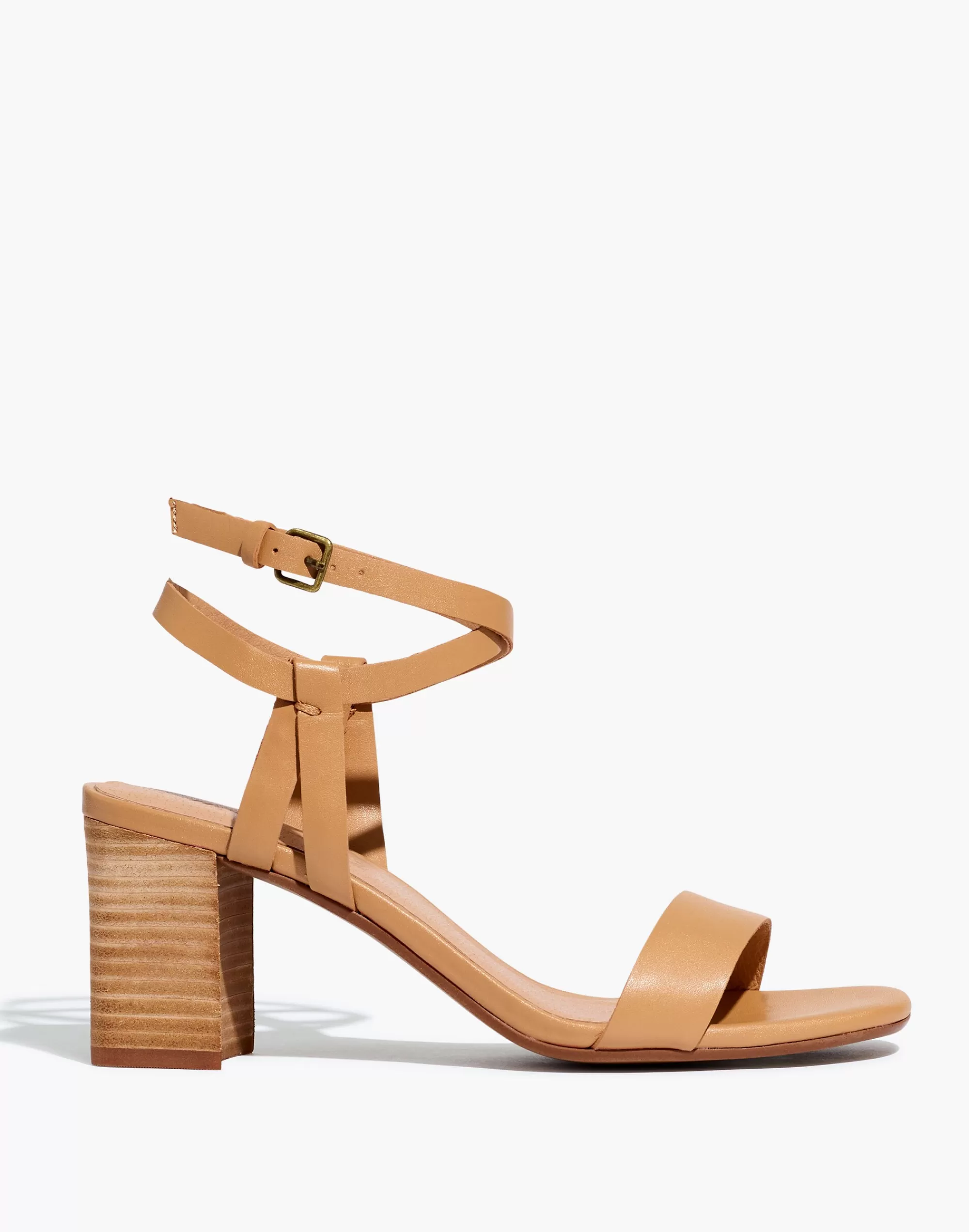 Madewell Heels>The Loli Ankle-Strap Sandal Amber Brown