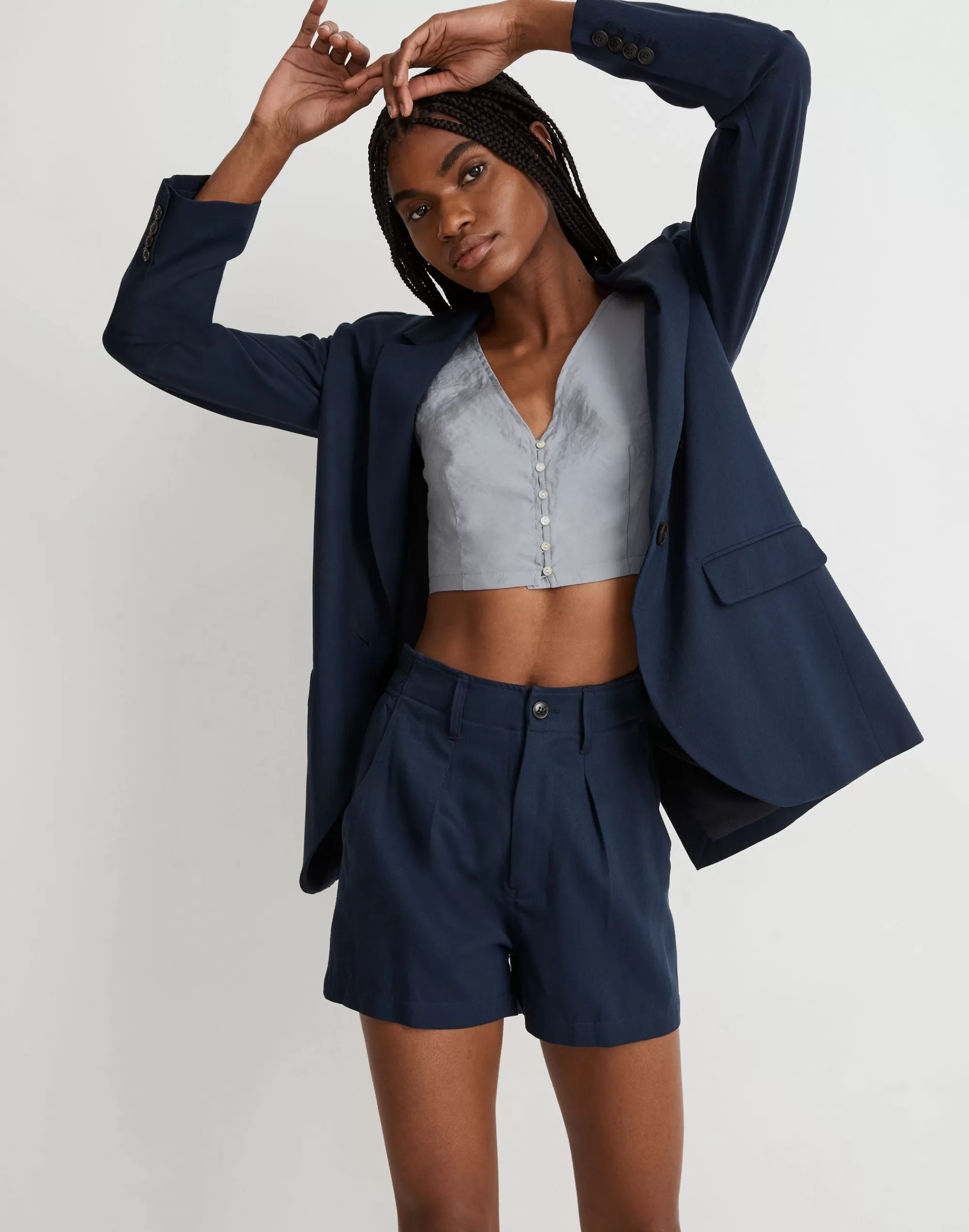 Madewell Suits>The Neale Short In Drapeweave Deep Indigo