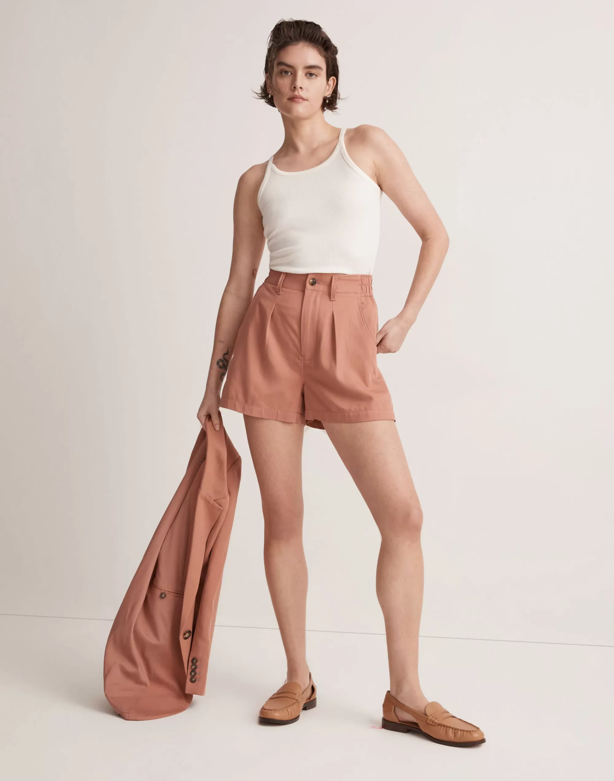 Madewell Shorts>The Neale Short In Drapeweave Dried Rose