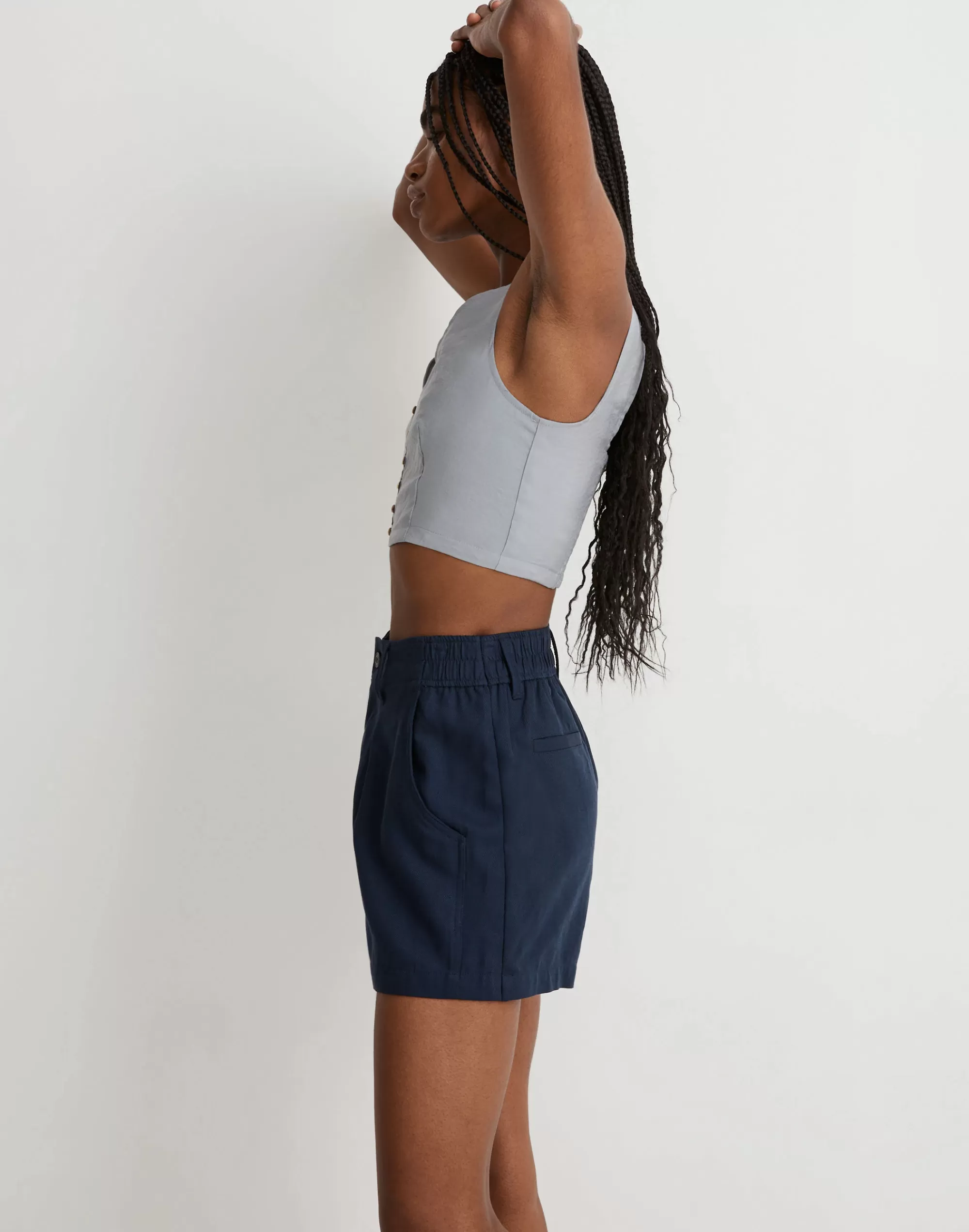 Madewell Shorts>The Neale Short In Drapeweave Deep Indigo