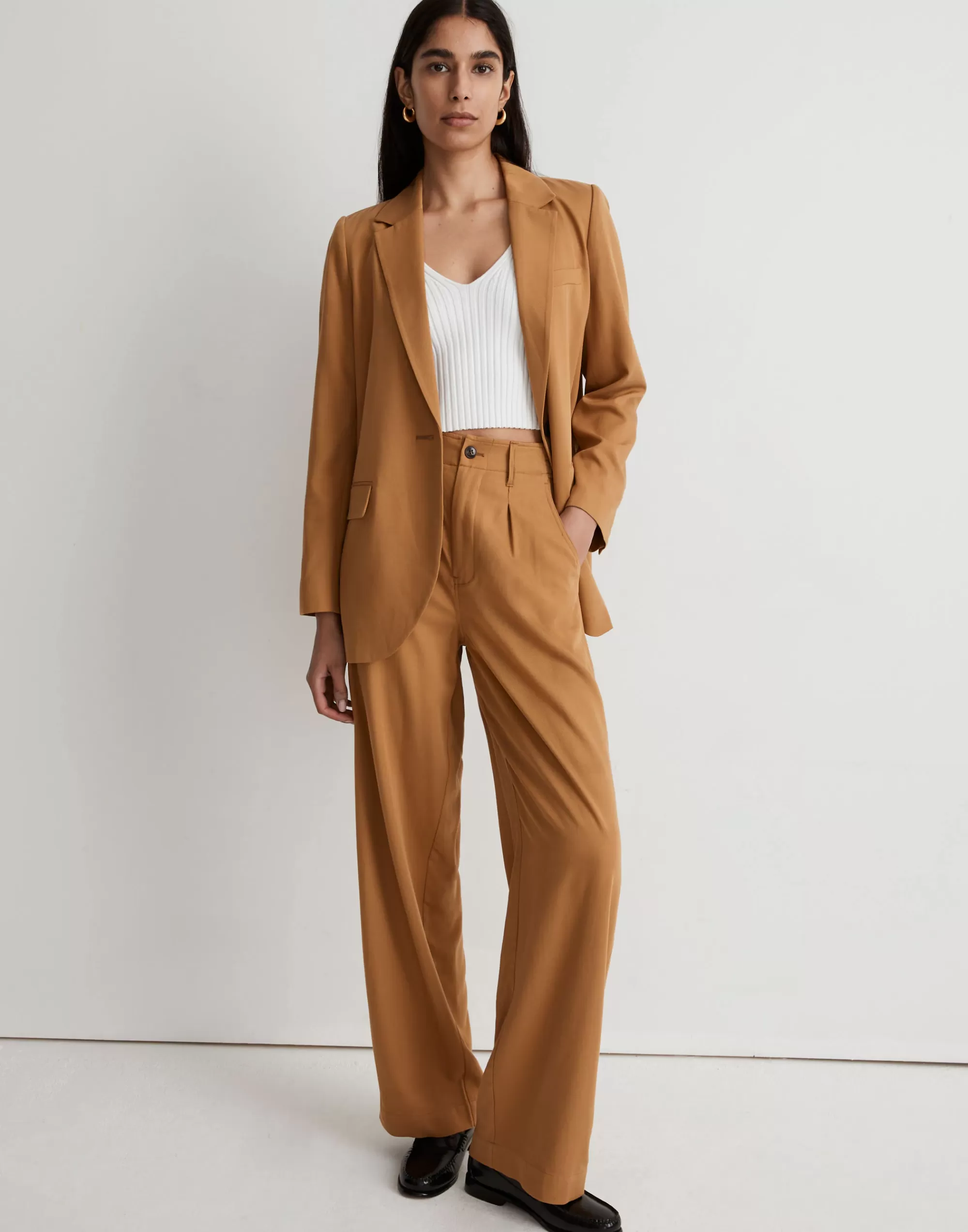 Madewell Suits>The Neale Straight-Leg Pant In Drapeweave Toffee