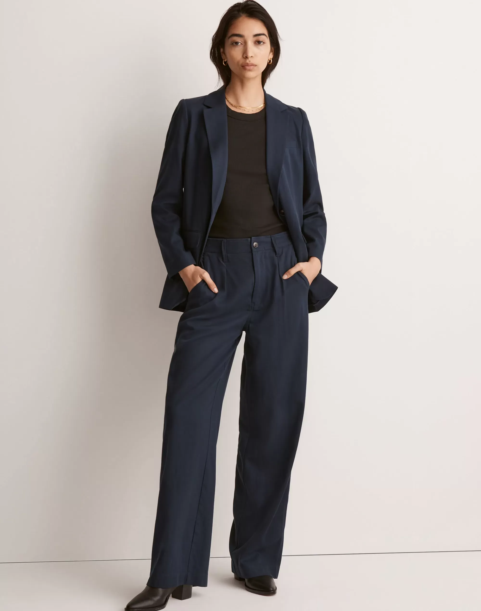 Madewell Pants>The Neale Straight-Leg Pant In Drapeweave Deep Indigo