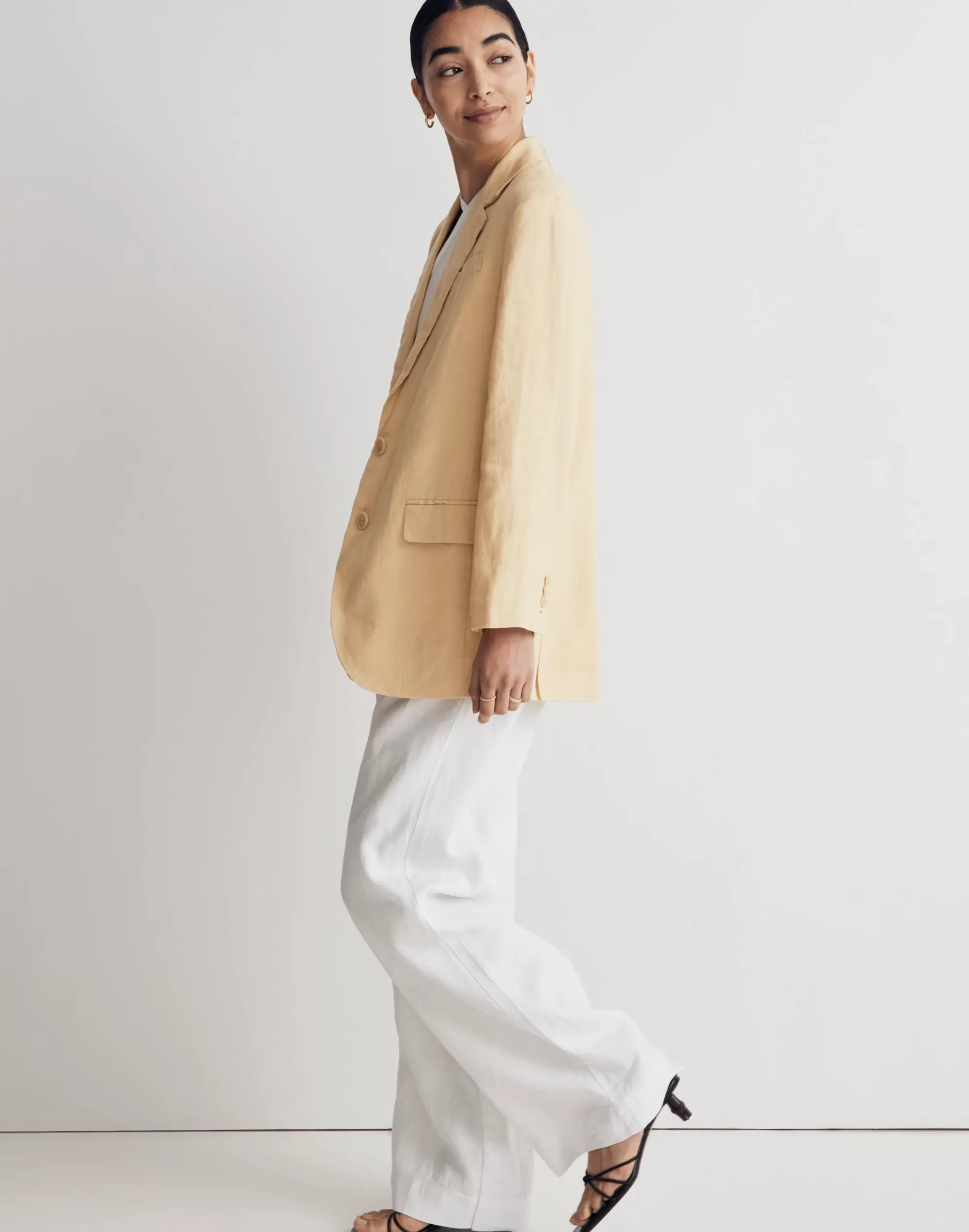 Madewell Suits>The Oversized Blazer In 100% Linen Light Straw