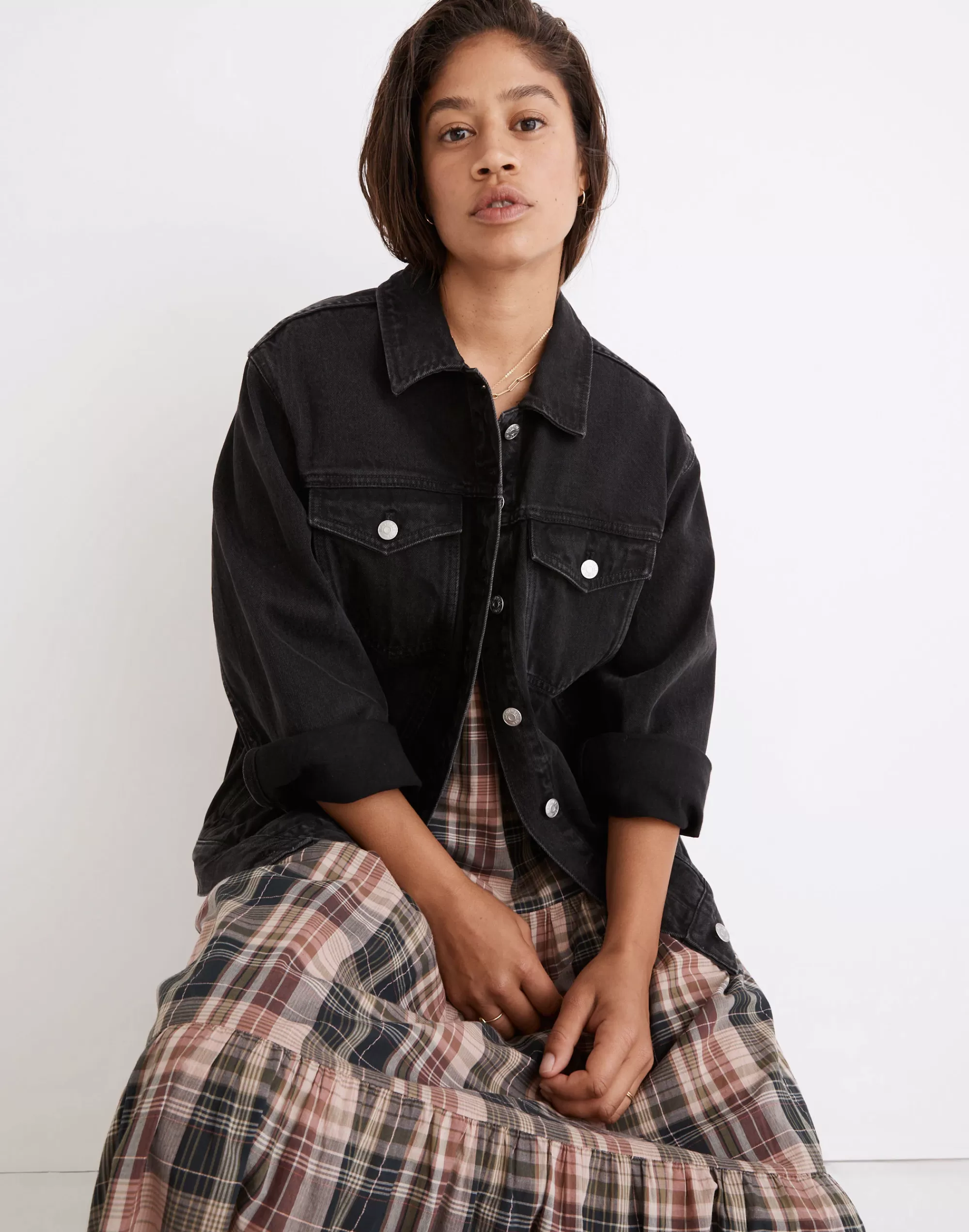 Madewell Jackets>The Oversized Trucker Jean Jacket In Washed Black