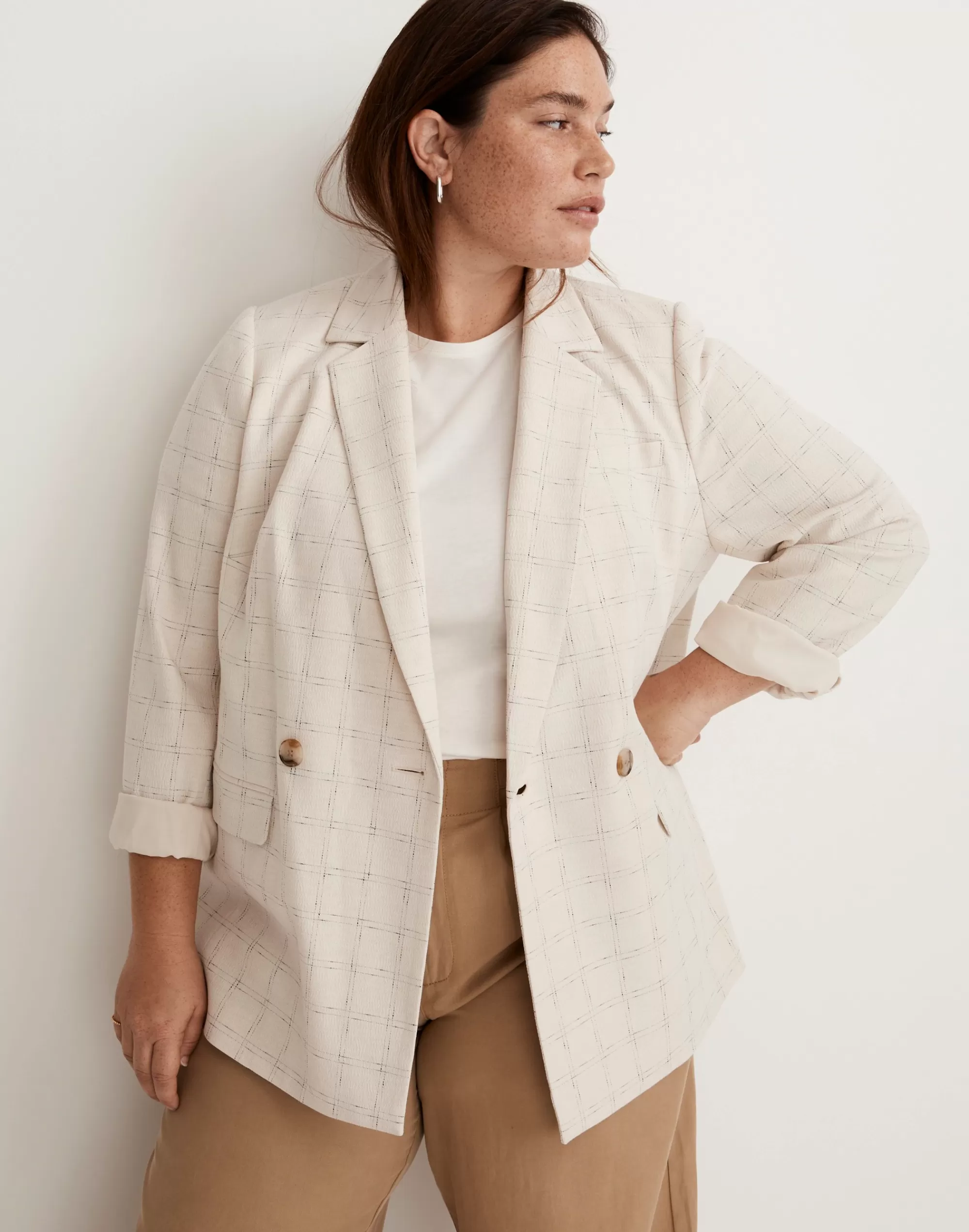 Madewell Blazers>The Plus Caldwell Double-Breasted Blazer In Ghent Plaid Windowpane