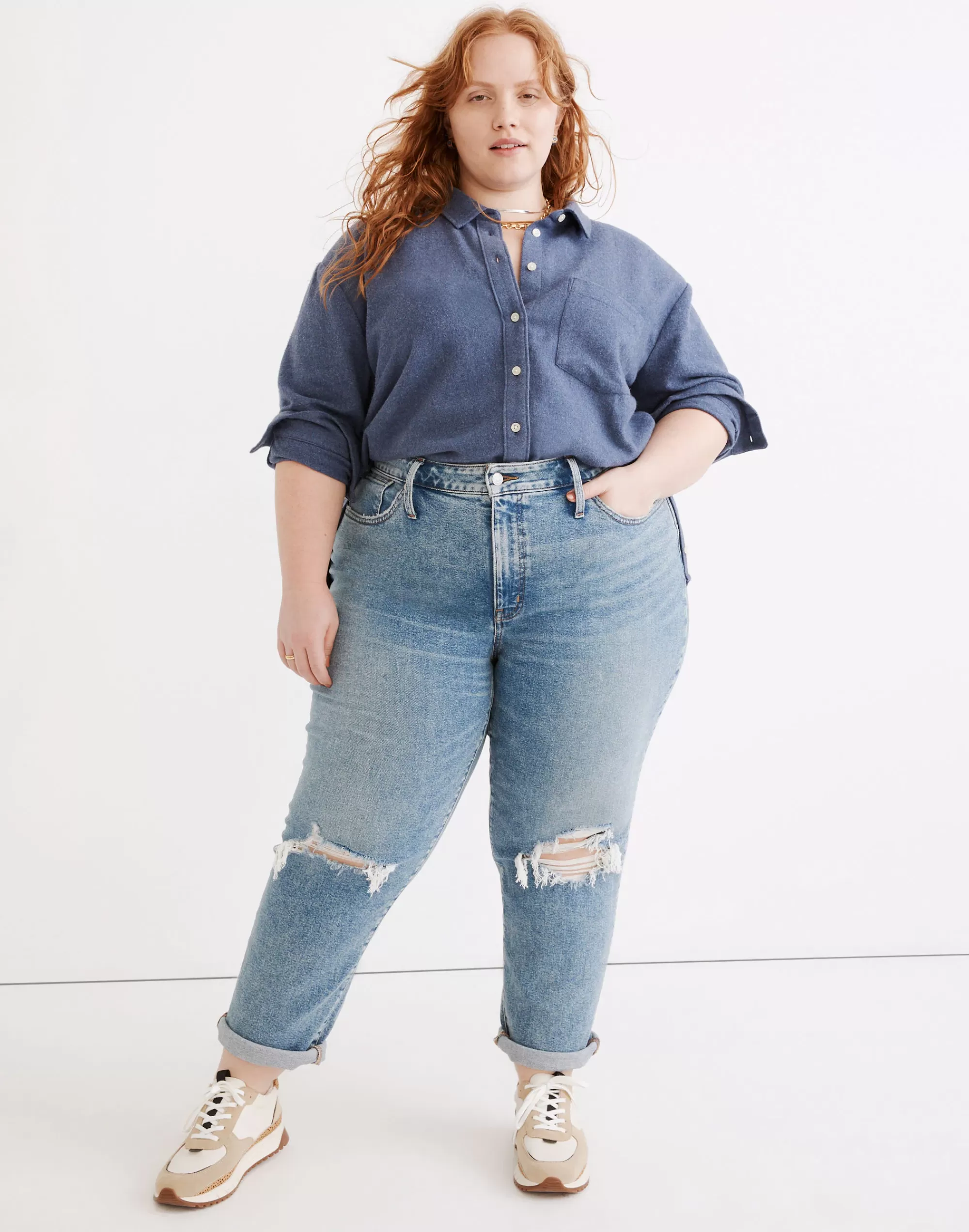 Madewell Boyjeans>The Plus Girljean In : Ripped Edition Cadell Wash