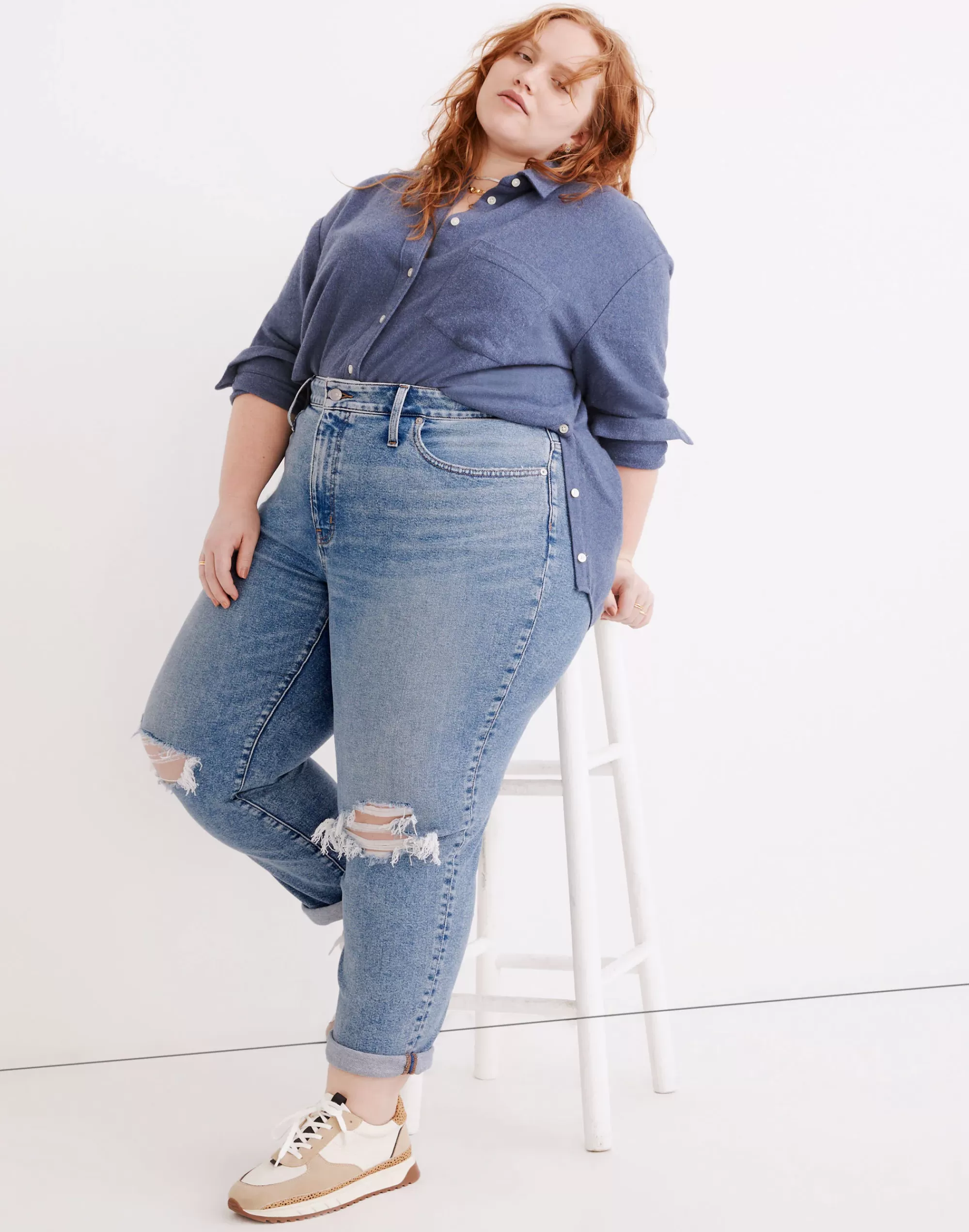 Madewell Boyjeans>The Plus Girljean In : Ripped Edition Cadell Wash