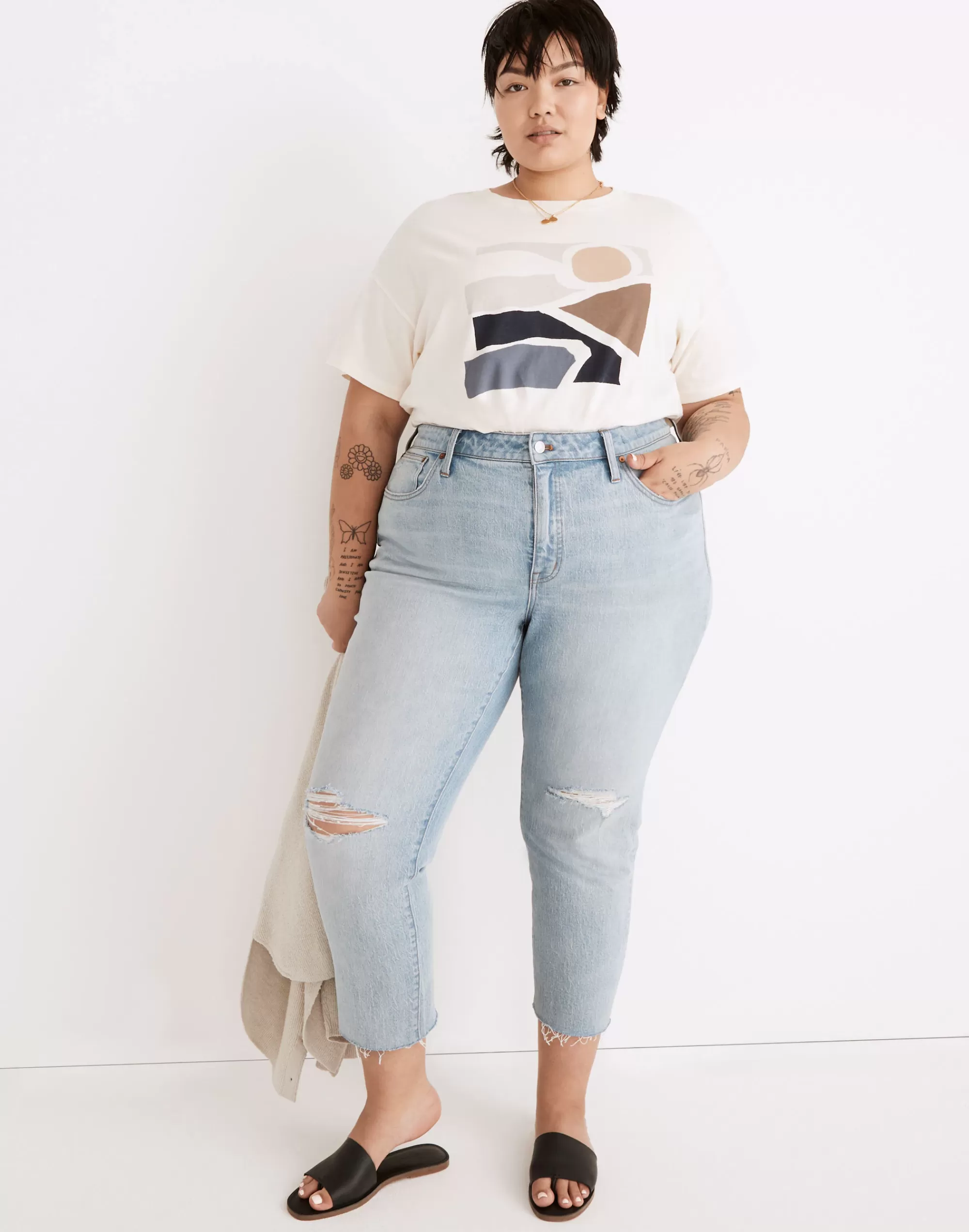 Madewell Boyjeans>The Plus High-Rise Slim Boyjean In : Ripped Edition Prentice Wash