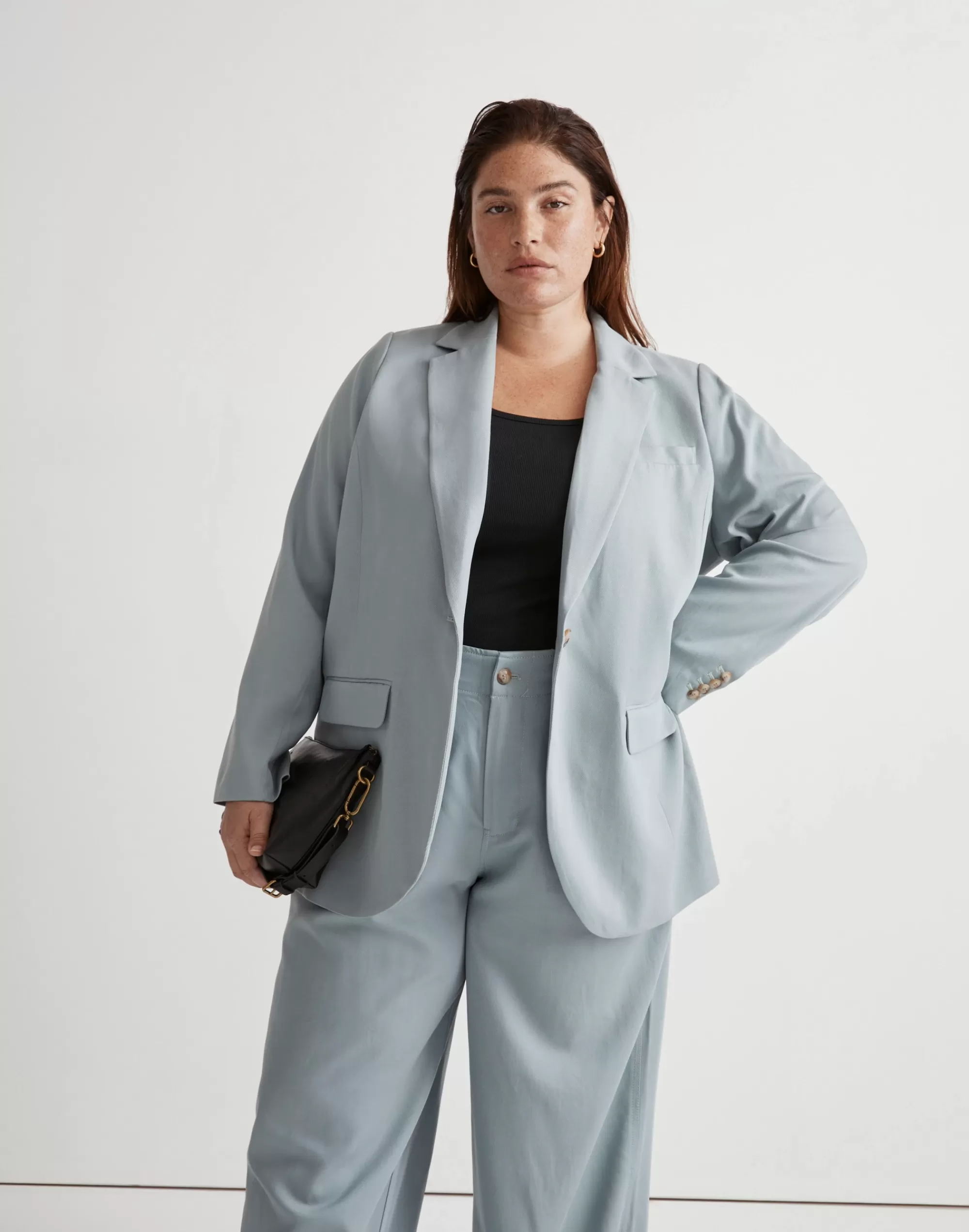 Madewell Jackets>The Plus Larsen Blazer In Drapeweave Overcast