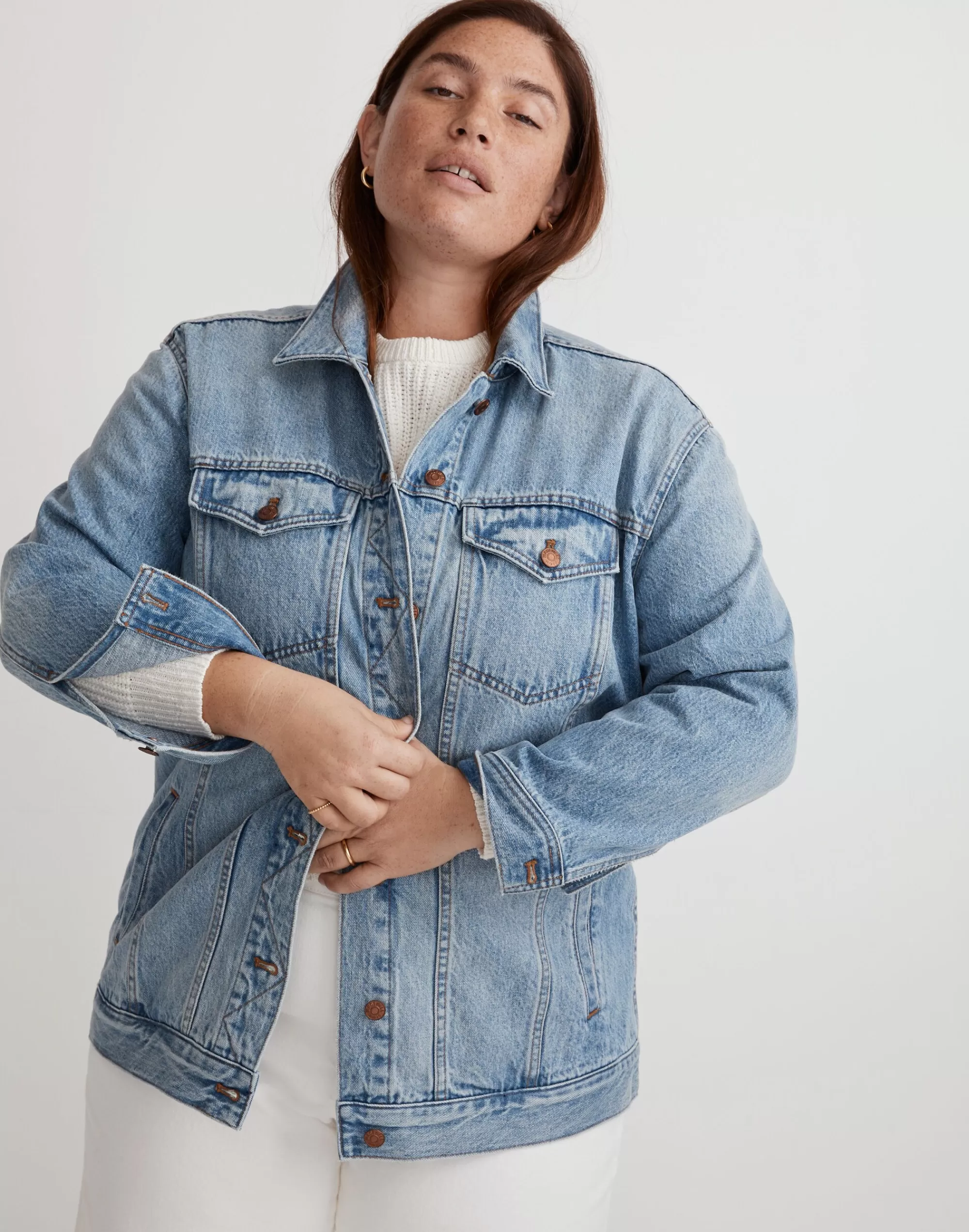 Madewell Jackets>The Plus Oversized Trucker Jean Jacket In Kelson Wash