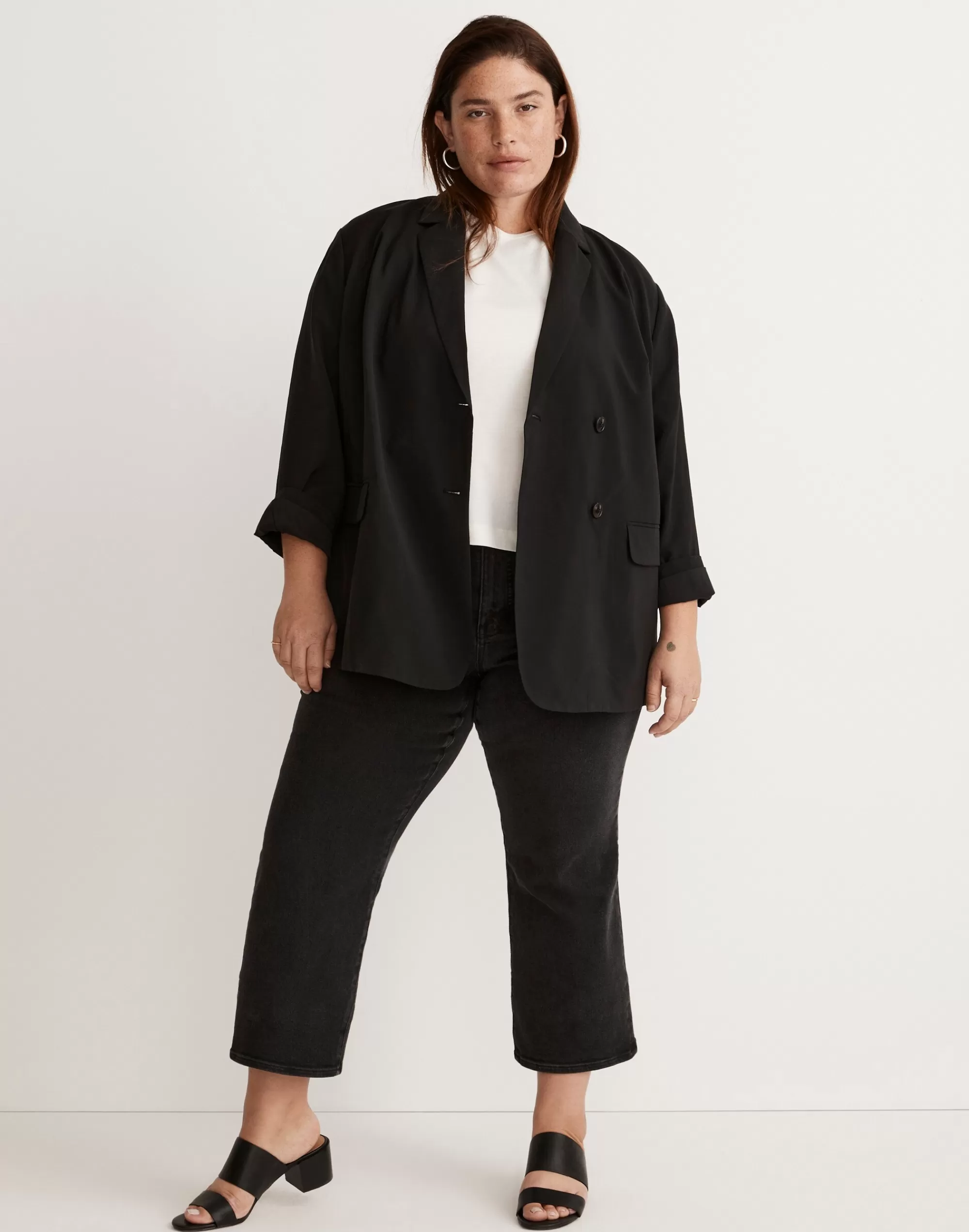 Madewell Blazers>The Plus Relaxed Blazer In Softdrape True Black