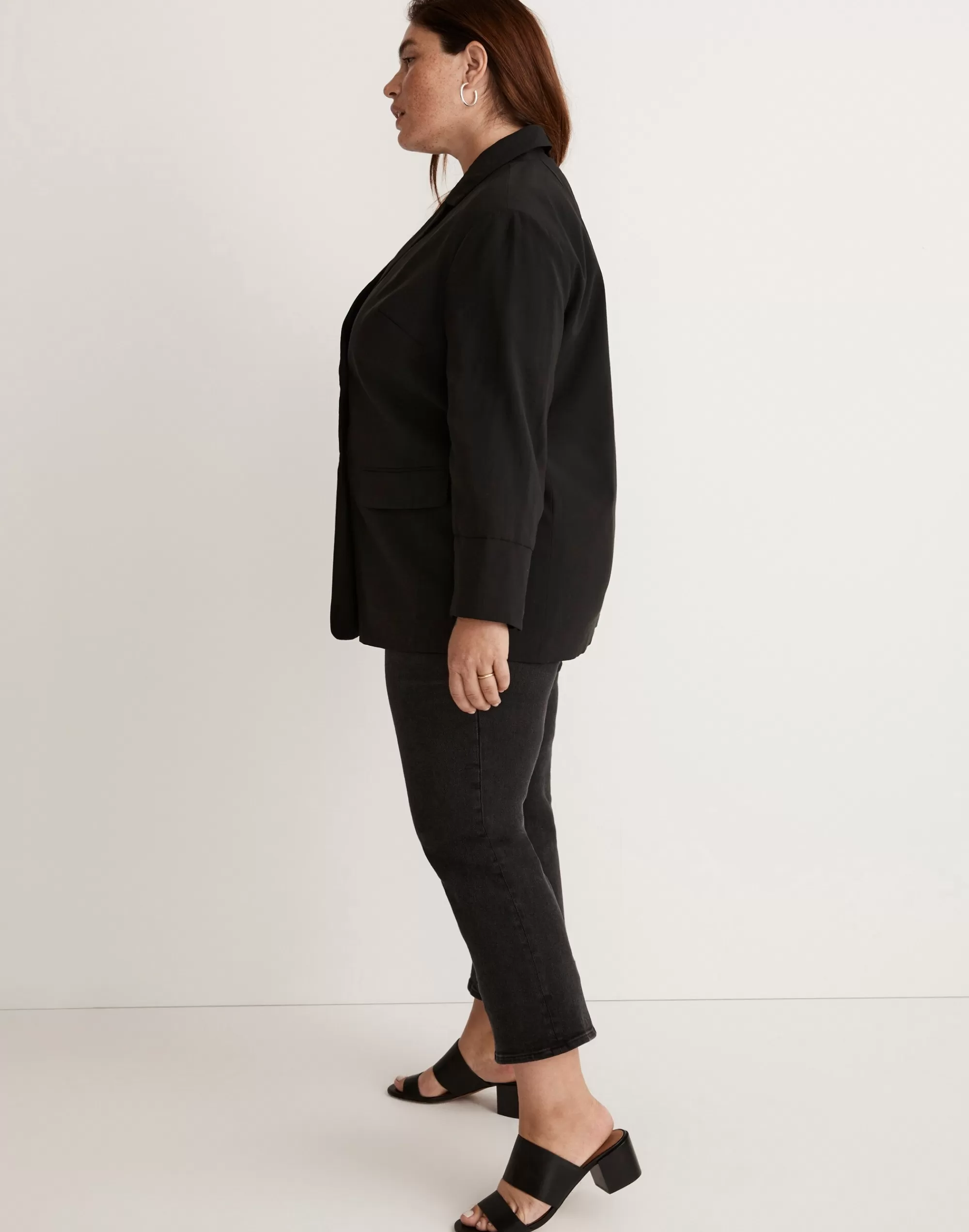 Madewell Blazers>The Plus Relaxed Blazer In Softdrape True Black