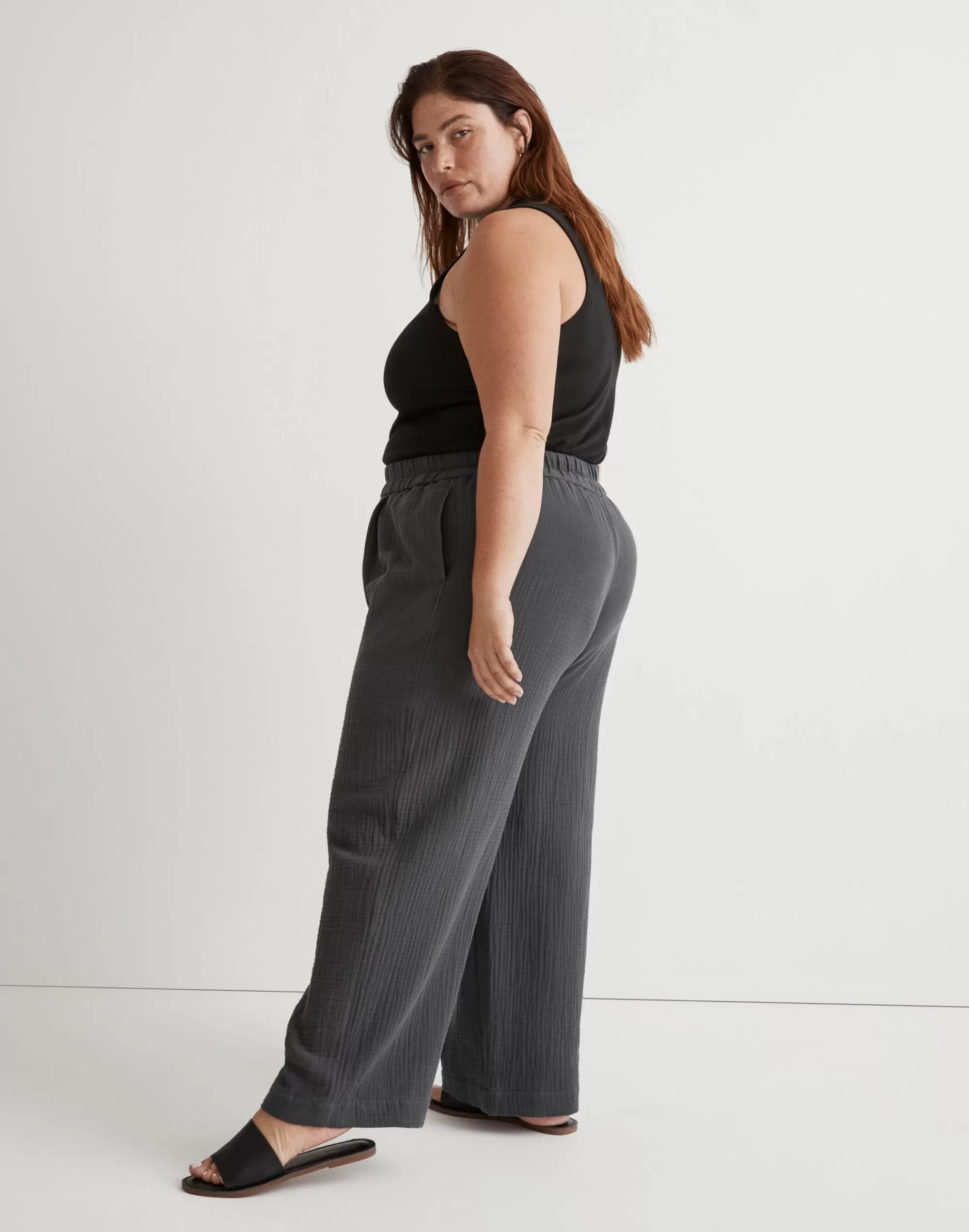 Madewell Pants>The Plus Untailored Wide-Leg Crop Pant In Lightspun Black Coal