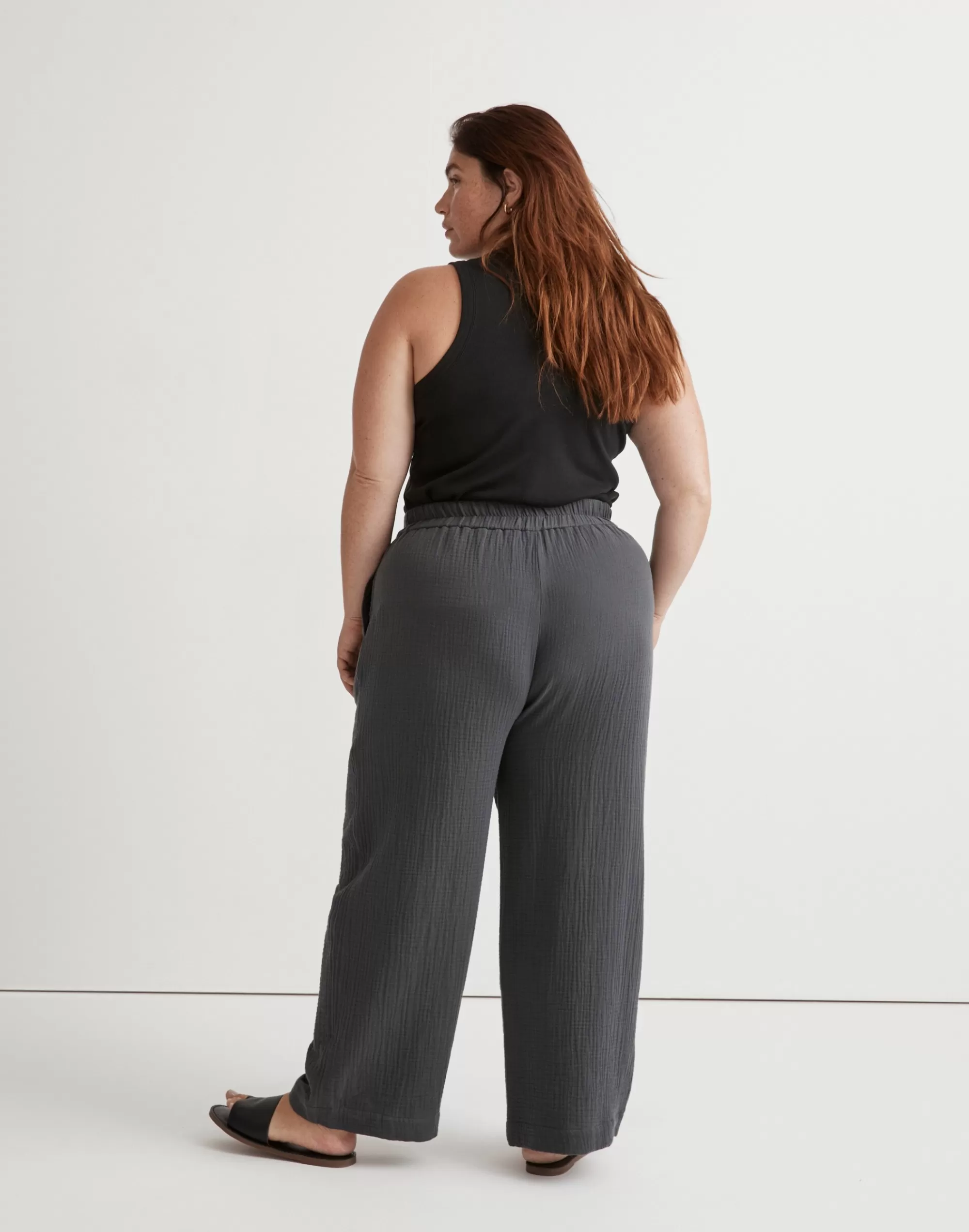 Madewell Pants>The Plus Untailored Wide-Leg Crop Pant In Lightspun Black Coal