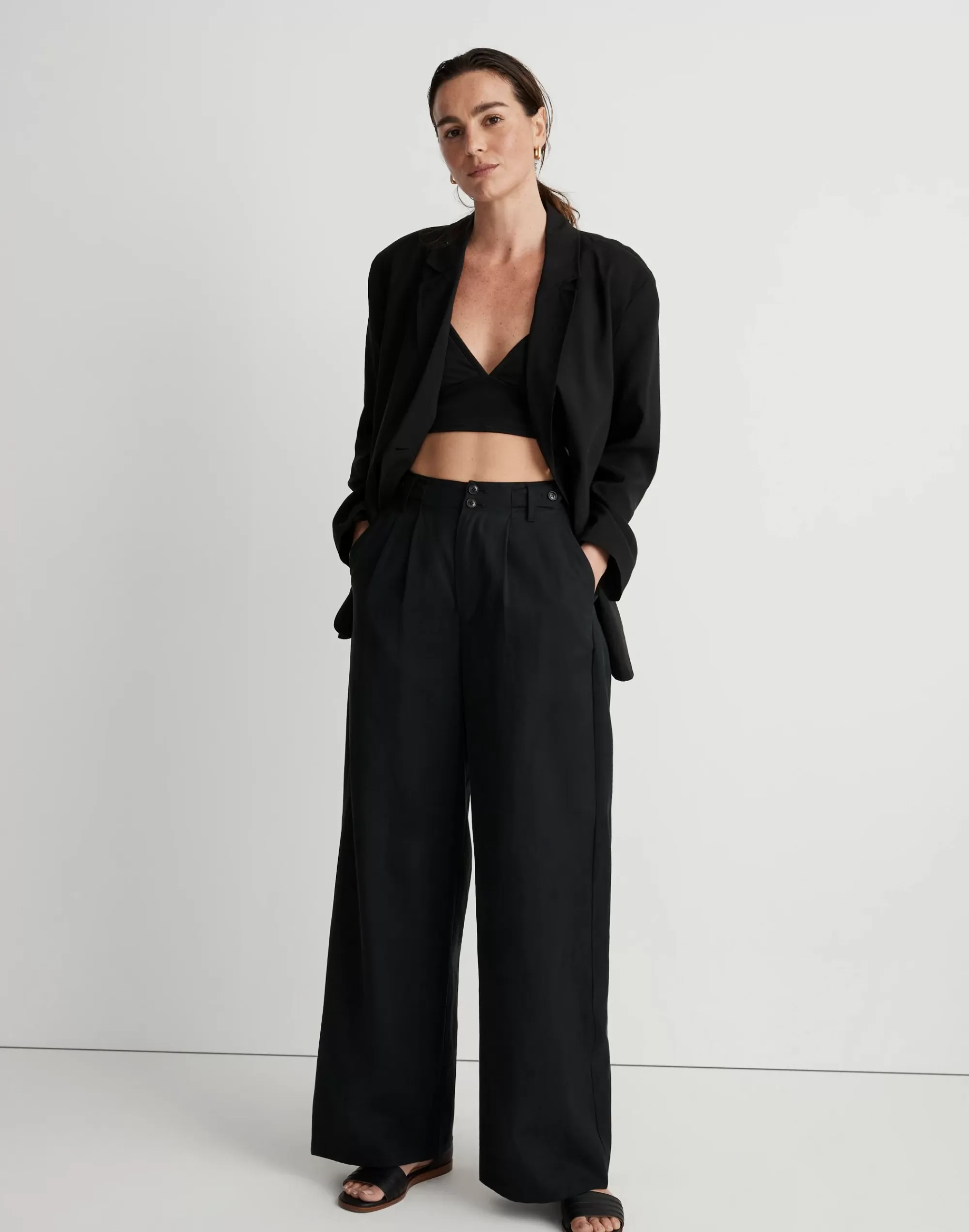 Madewell Jackets>The Relaxed Blazer In Softdrape True Black