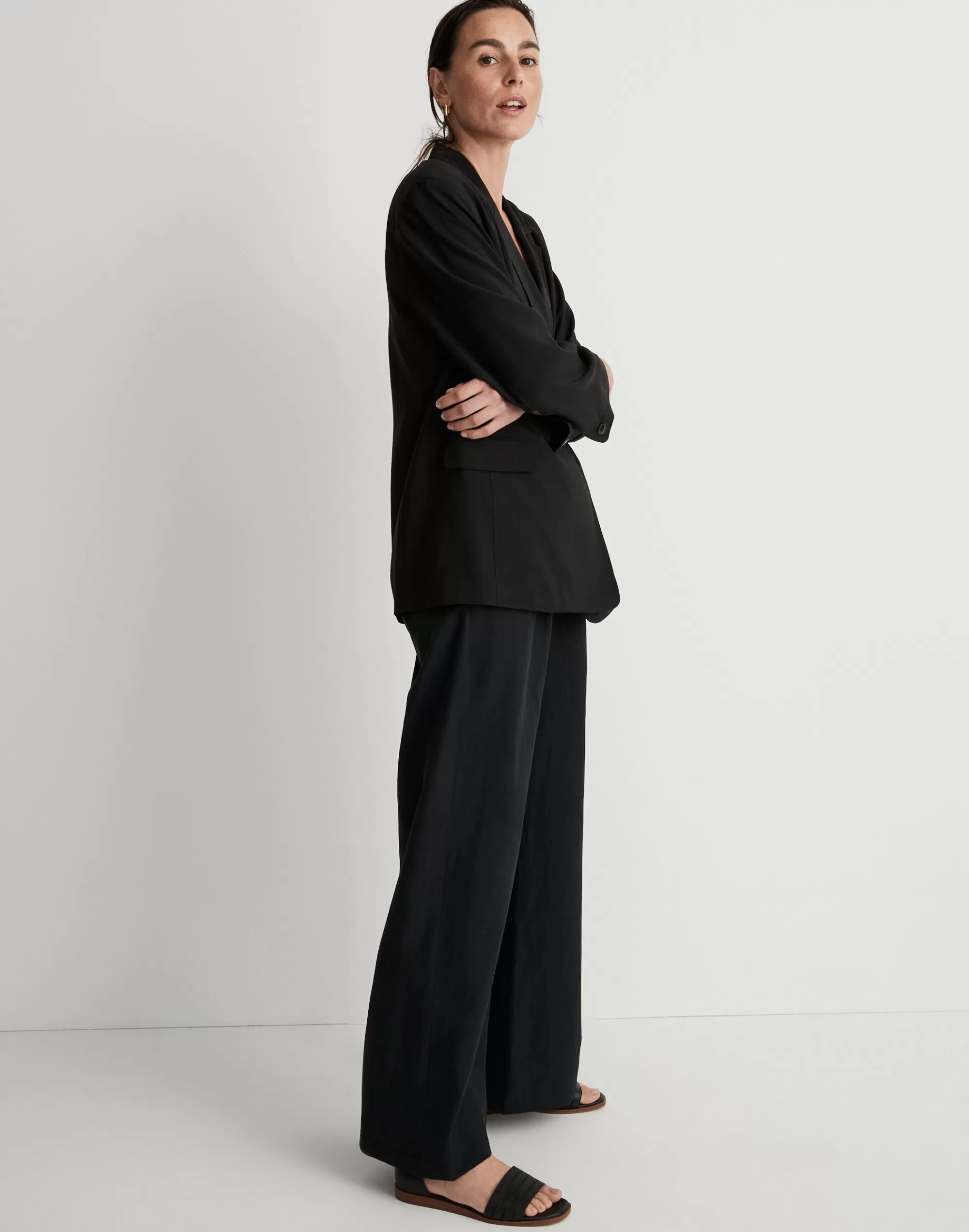 Madewell Jackets>The Relaxed Blazer In Softdrape True Black