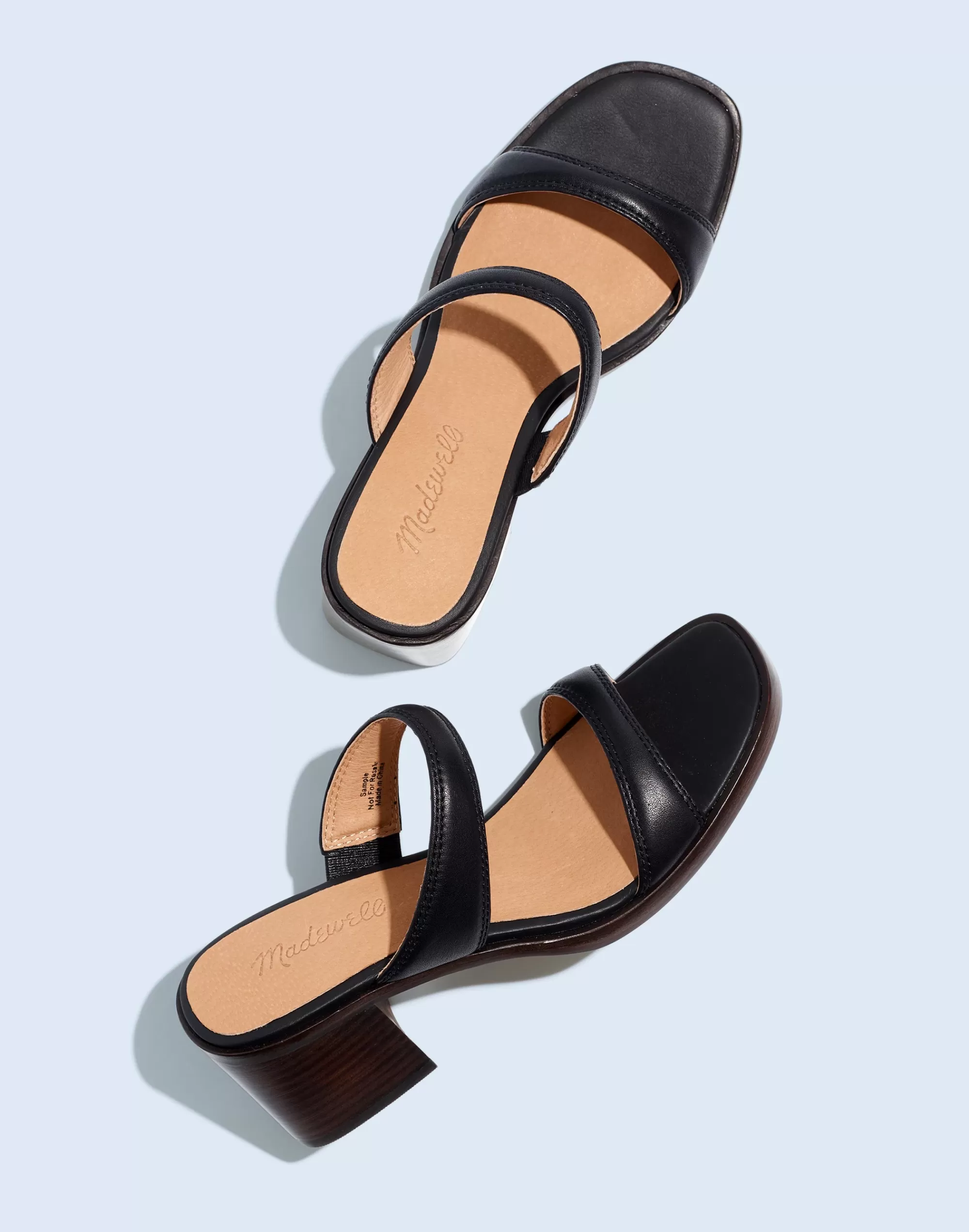 Madewell Sandals>The Saige Double-Strap Sandal In Leather True Black