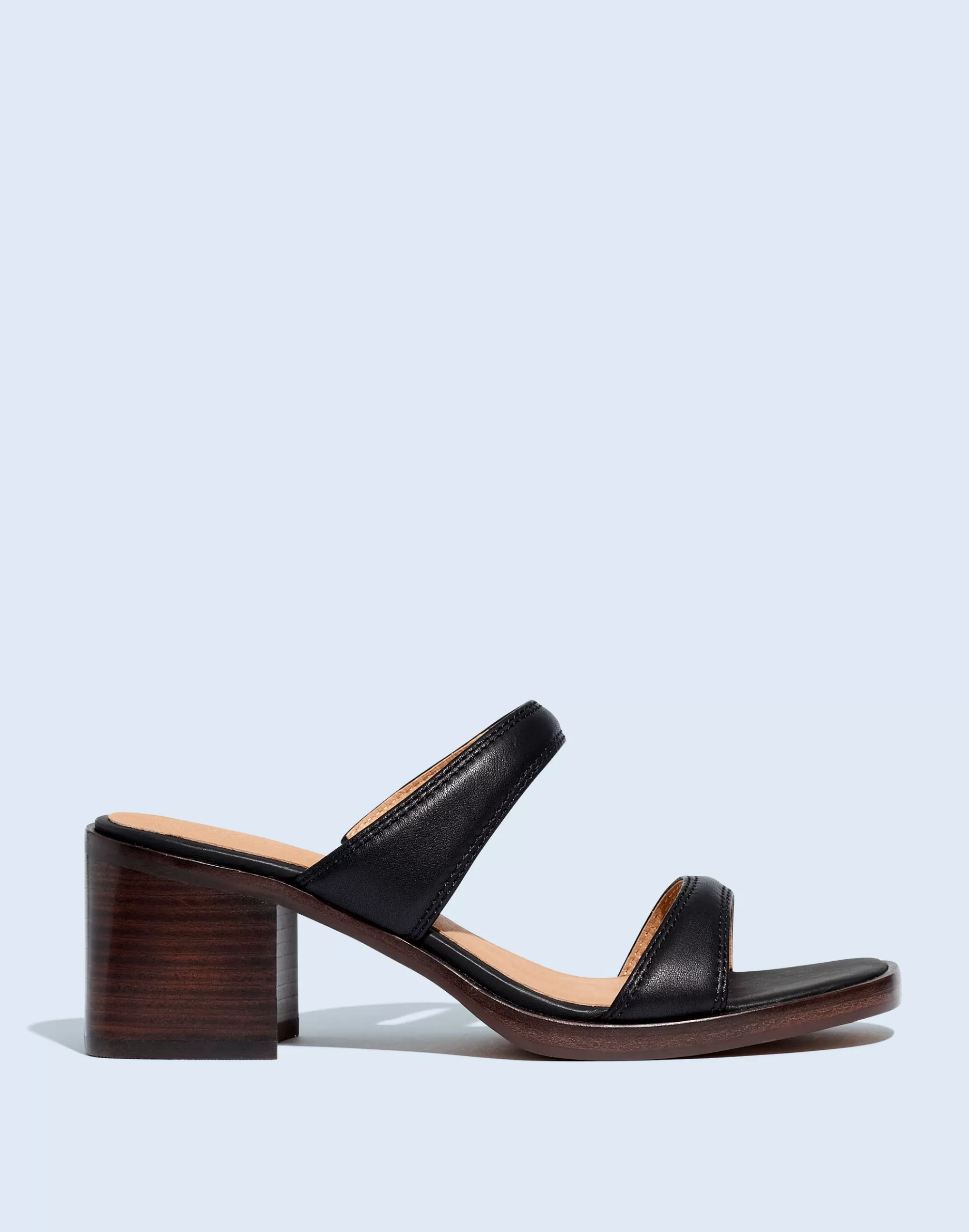 Madewell Sandals>The Saige Double-Strap Sandal In Leather True Black