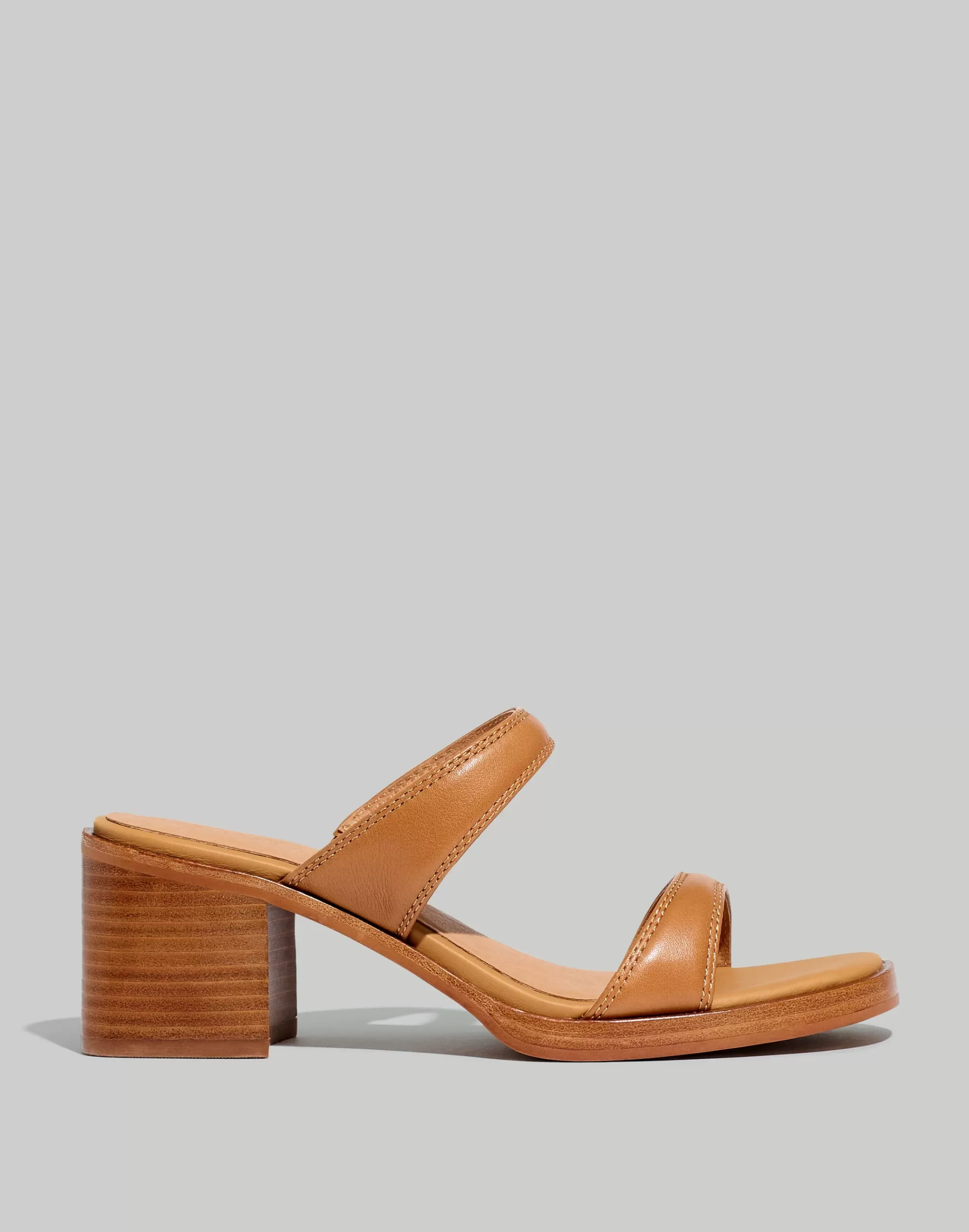 Madewell Sandals>The Saige Double-Strap Sandal In Leather Desert Camel