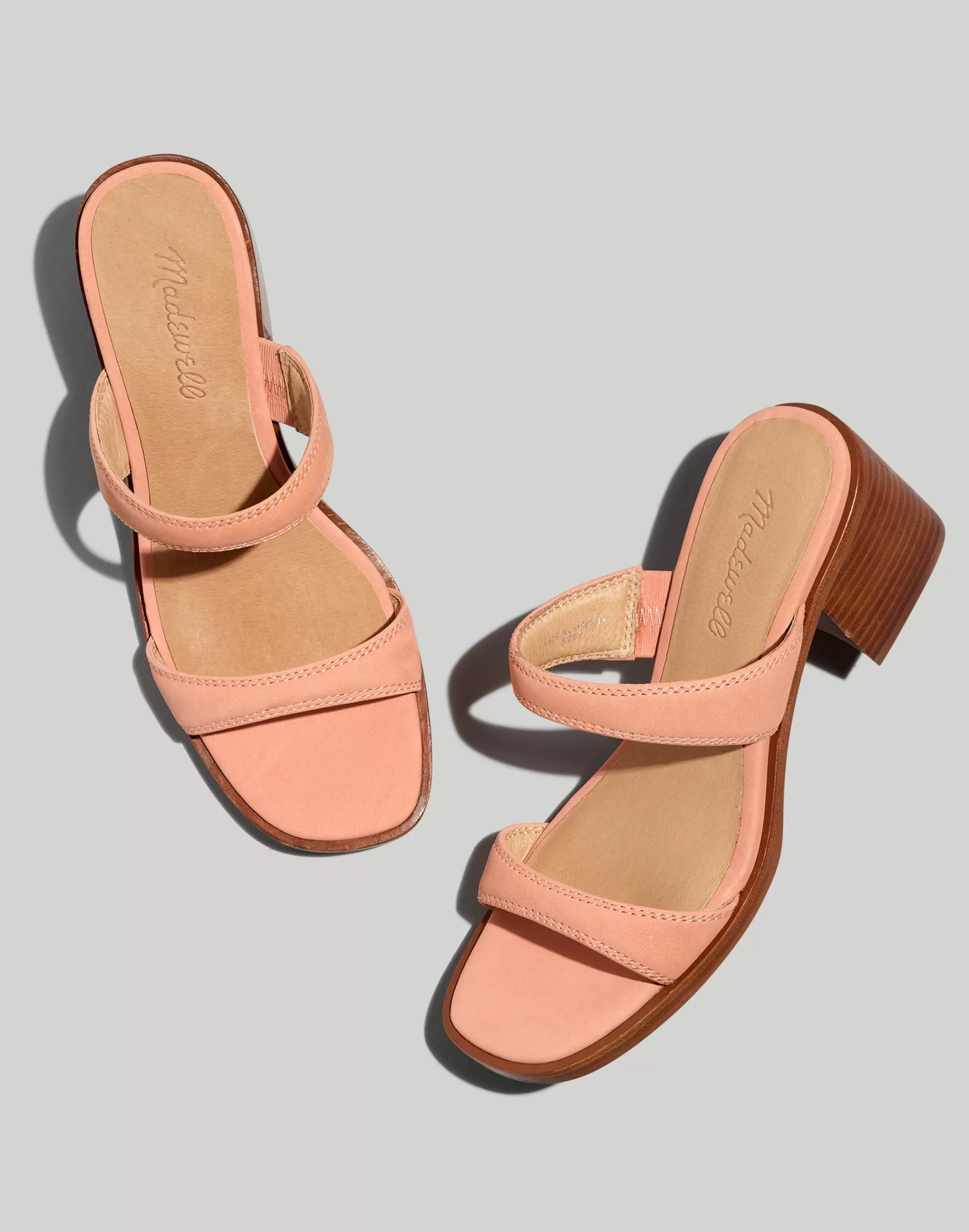 Madewell Sandals>The Saige Double-Strap Sandal In Nubuck Leather Dried Rose