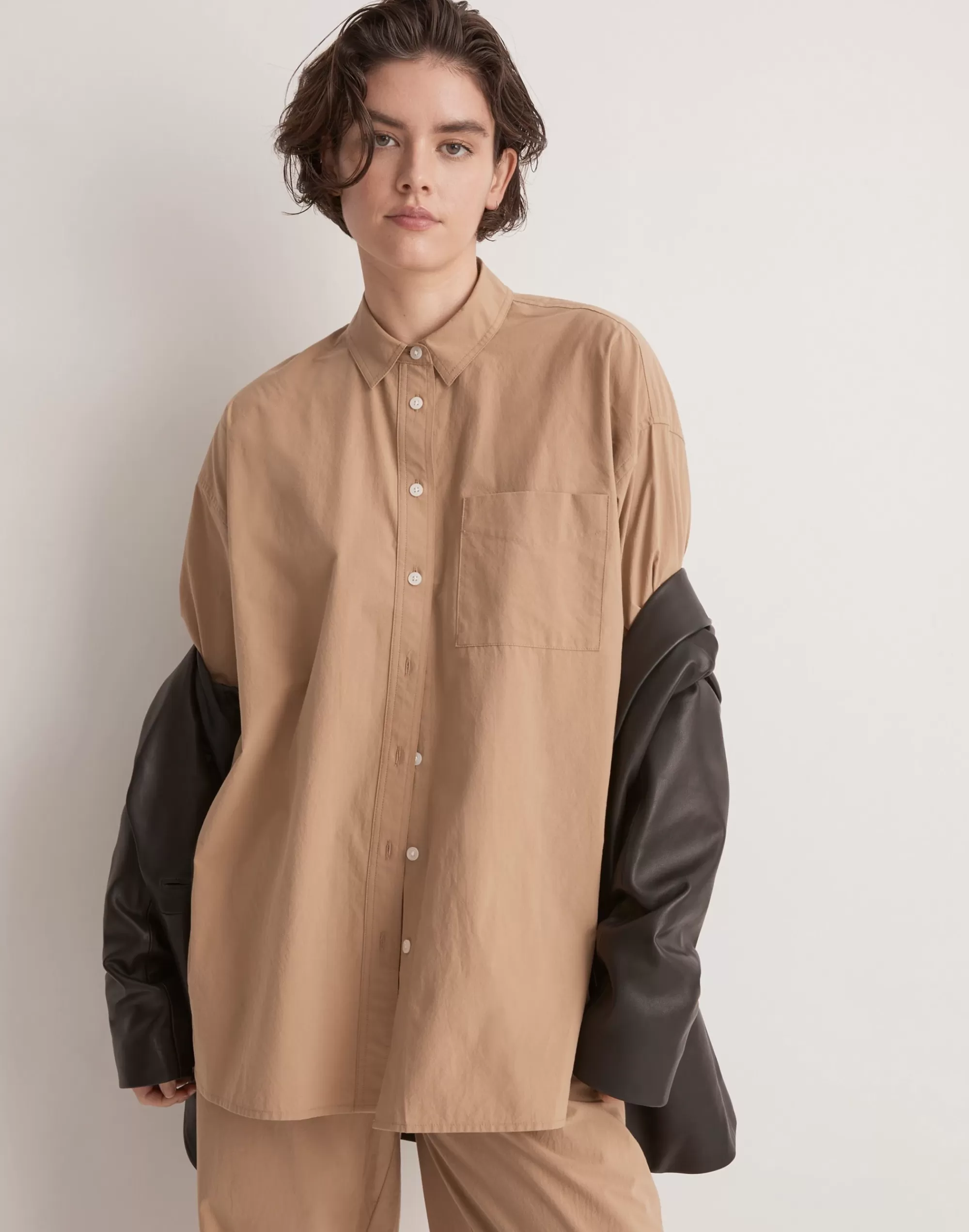 Madewell Tops & Shirts>The Signature Poplin Oversized Shirt Seed Khaki