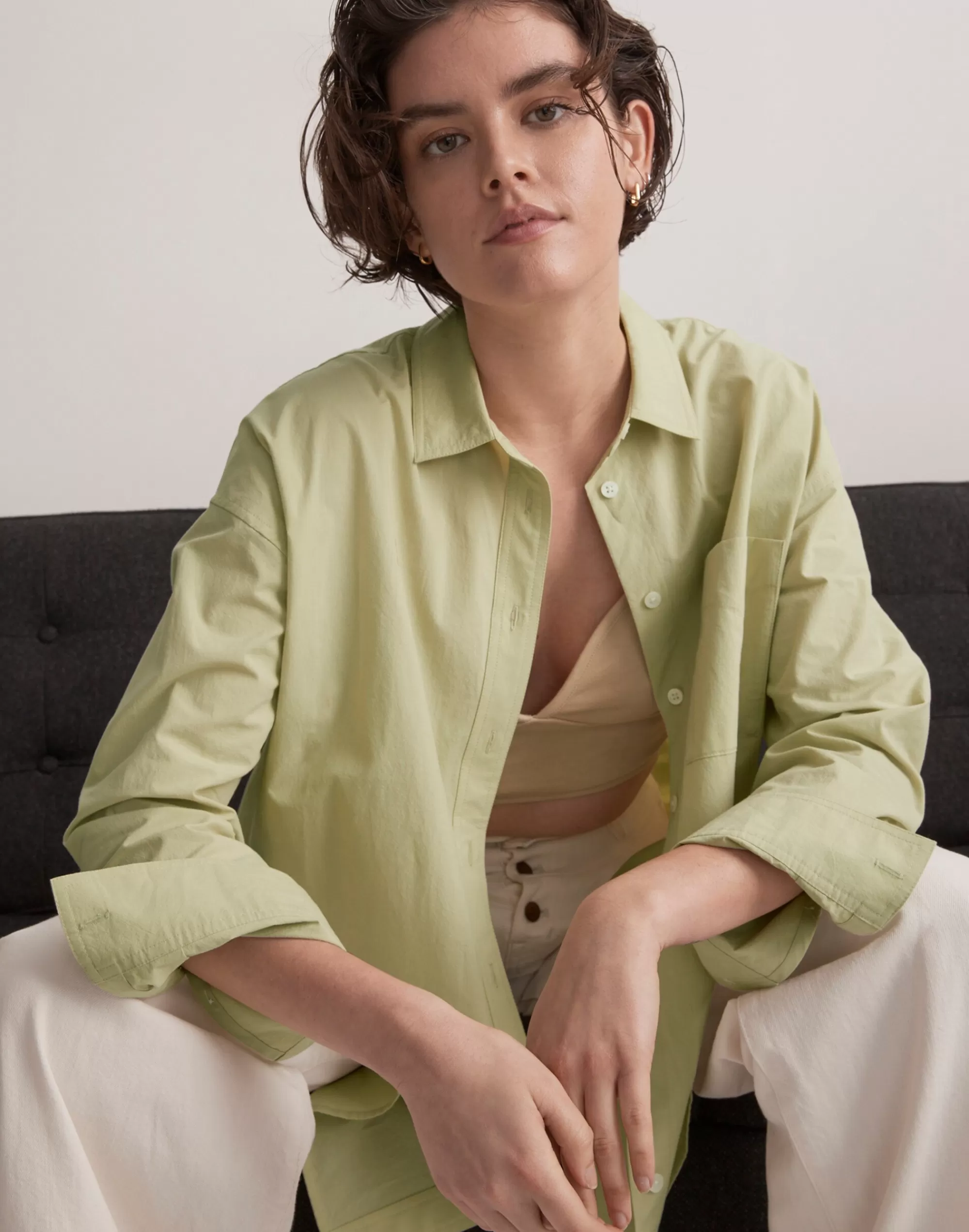 Madewell Tops & Shirts>The Signature Poplin Oversized Shirt Faded Seagrass