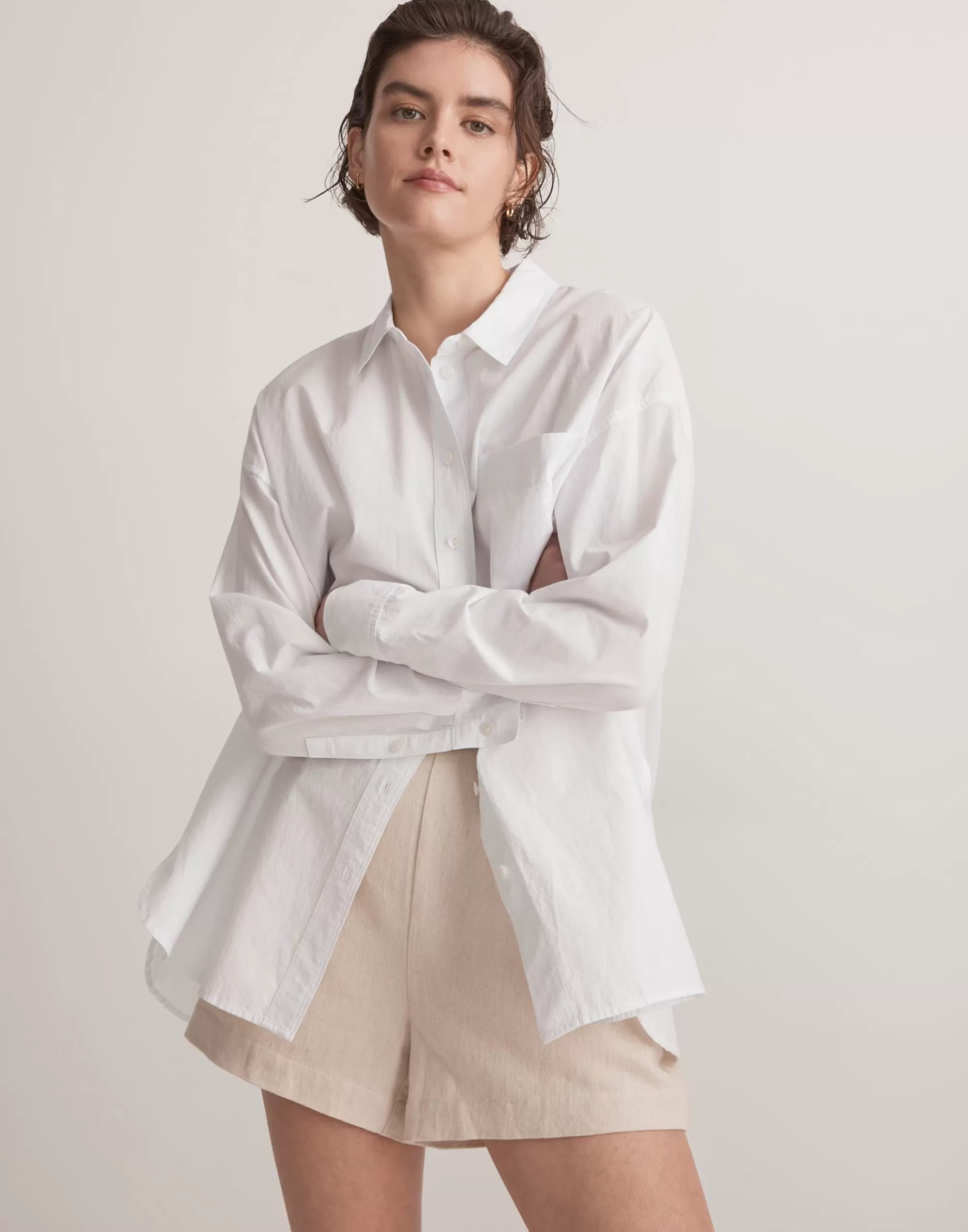 Madewell Tops & Shirts>The Signature Poplin Oversized Shirt Eyelet White