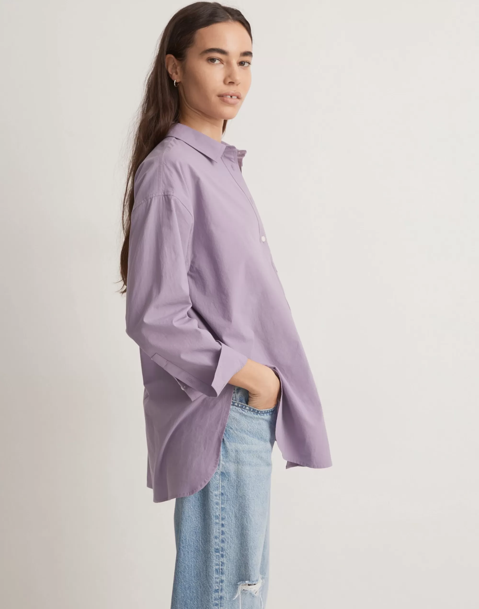 Madewell Tops & Shirts>The Signature Poplin Oversized Shirt Aster Bloom