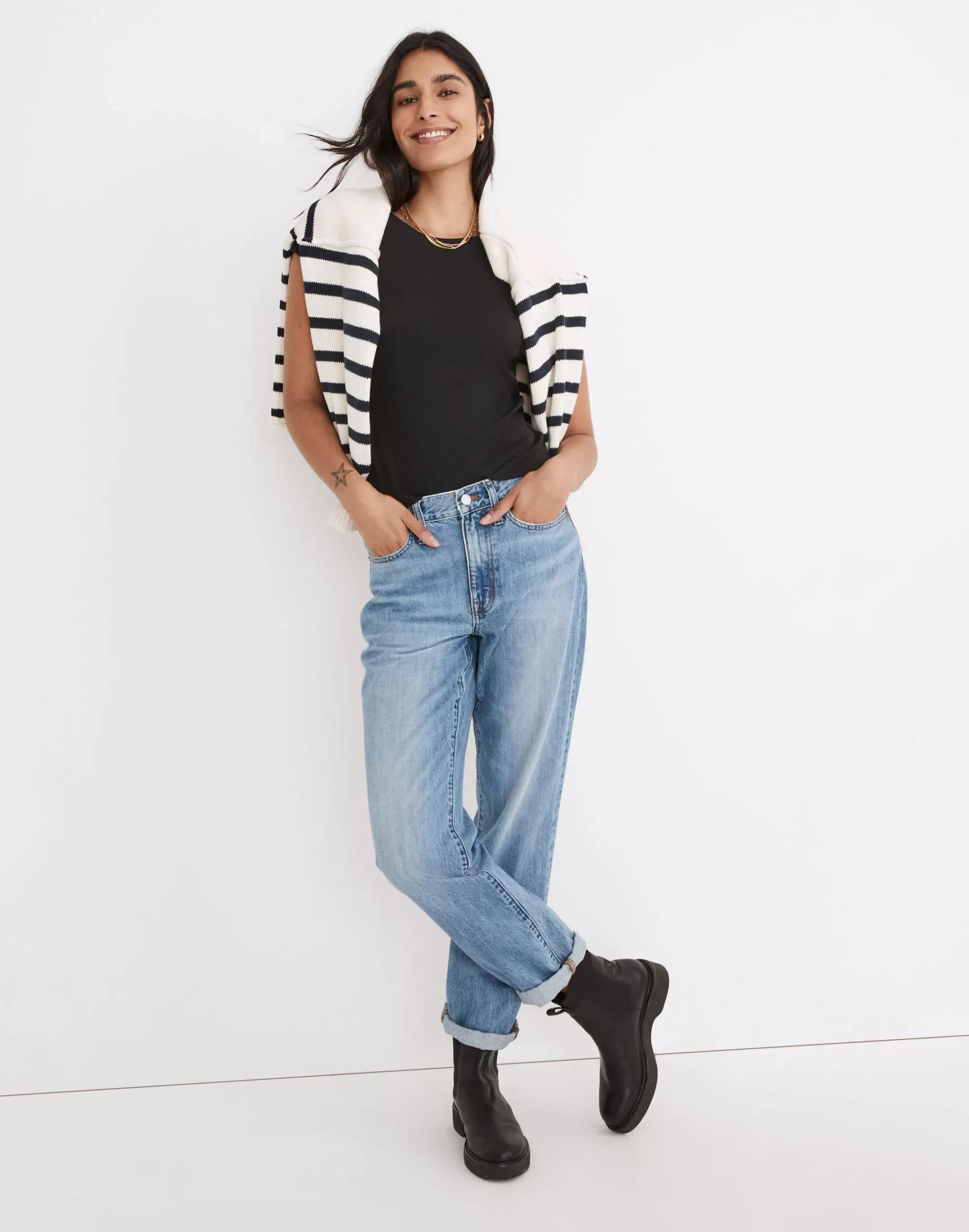 Madewell Jeans>The Slouchy Boyjean In Riverspring Wash