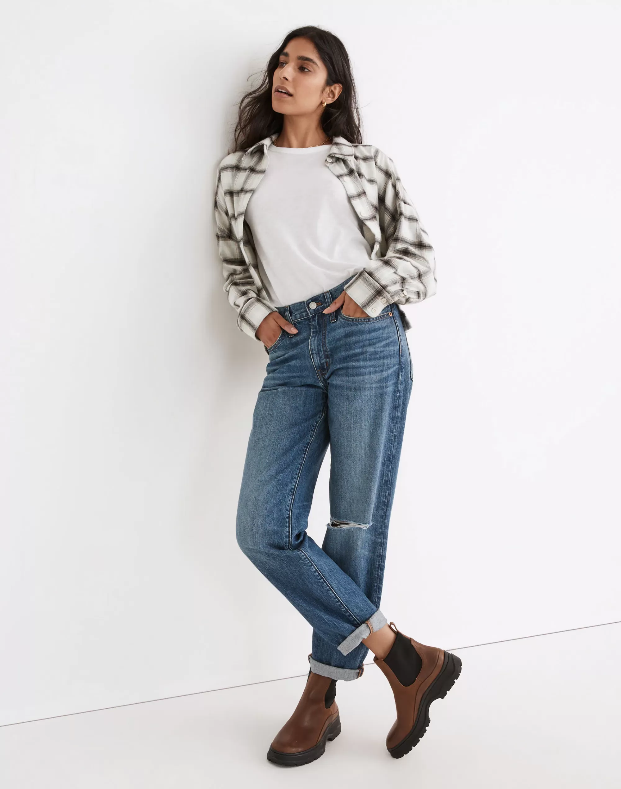 Madewell Boyjeans>The Slouchy Boyjean In : Slit-Knee Edition Standen Wash