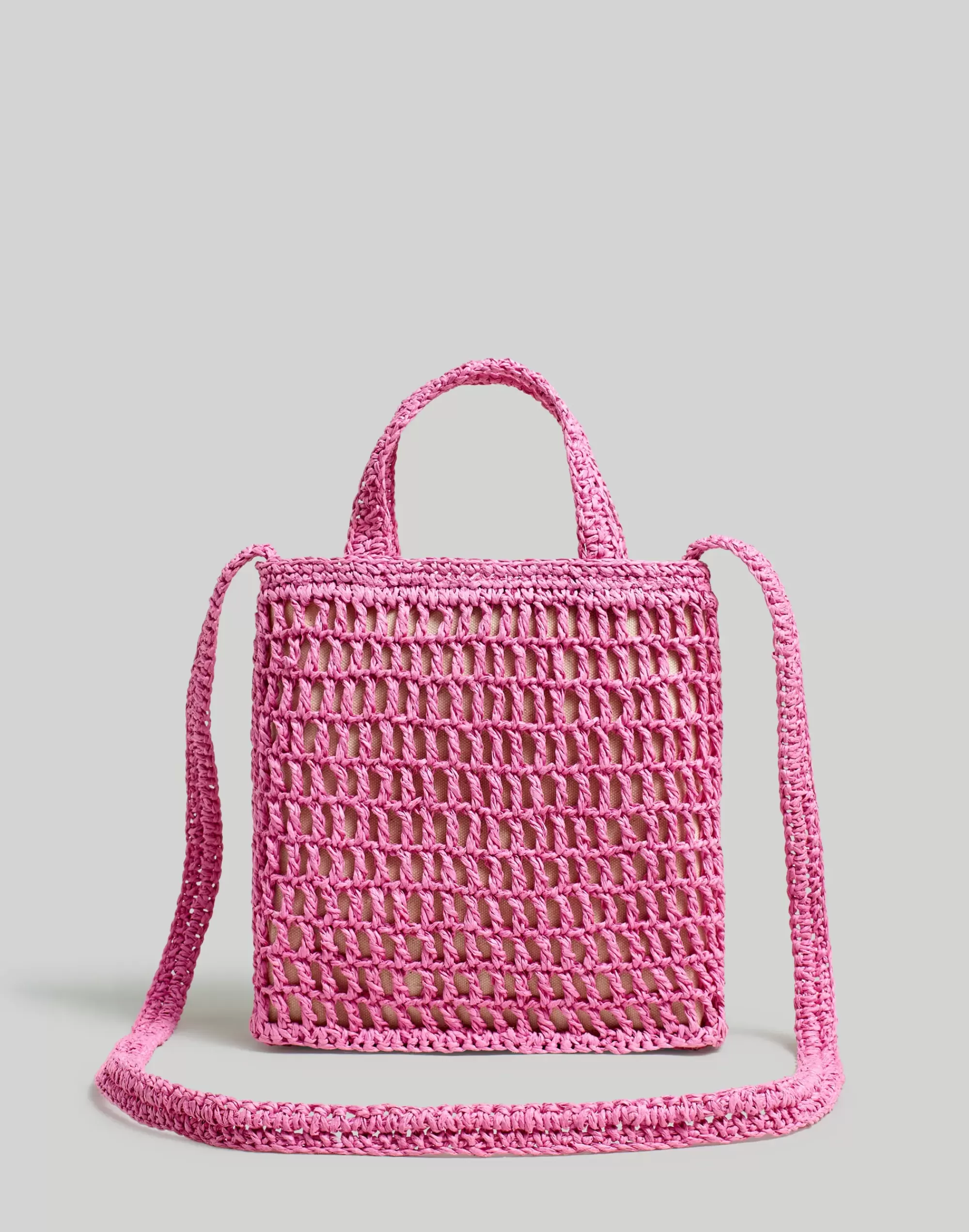 Madewell Crossbody Bags>The Small Transport Crossbody: Straw Edition Retro Pink