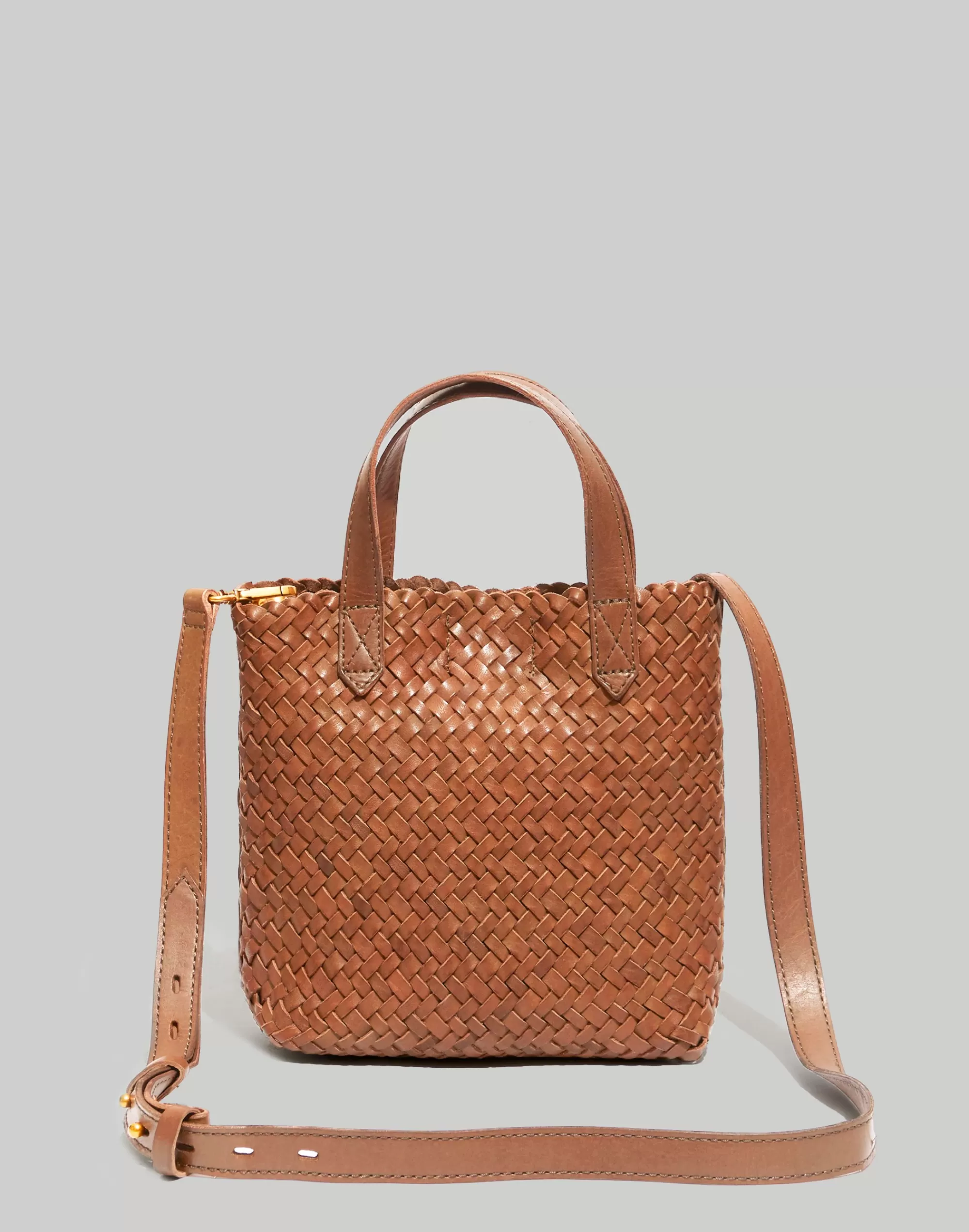 Madewell Crossbody Bags>The Small Transport Crossbody: Woven Leather Edition Burnished Caramel