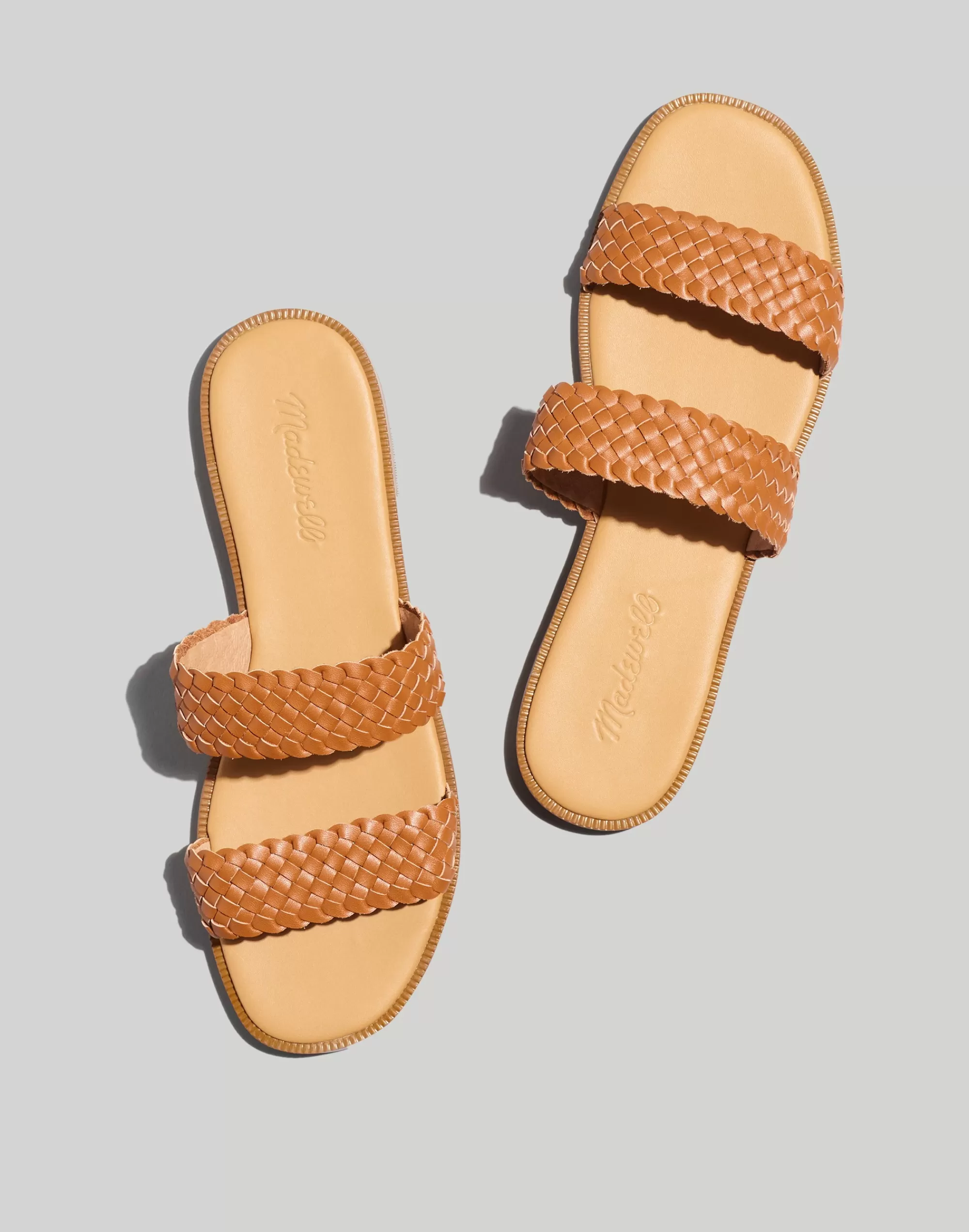 Madewell Sandals>The Teagan Slide Sandal In Leather Burnished Caramel