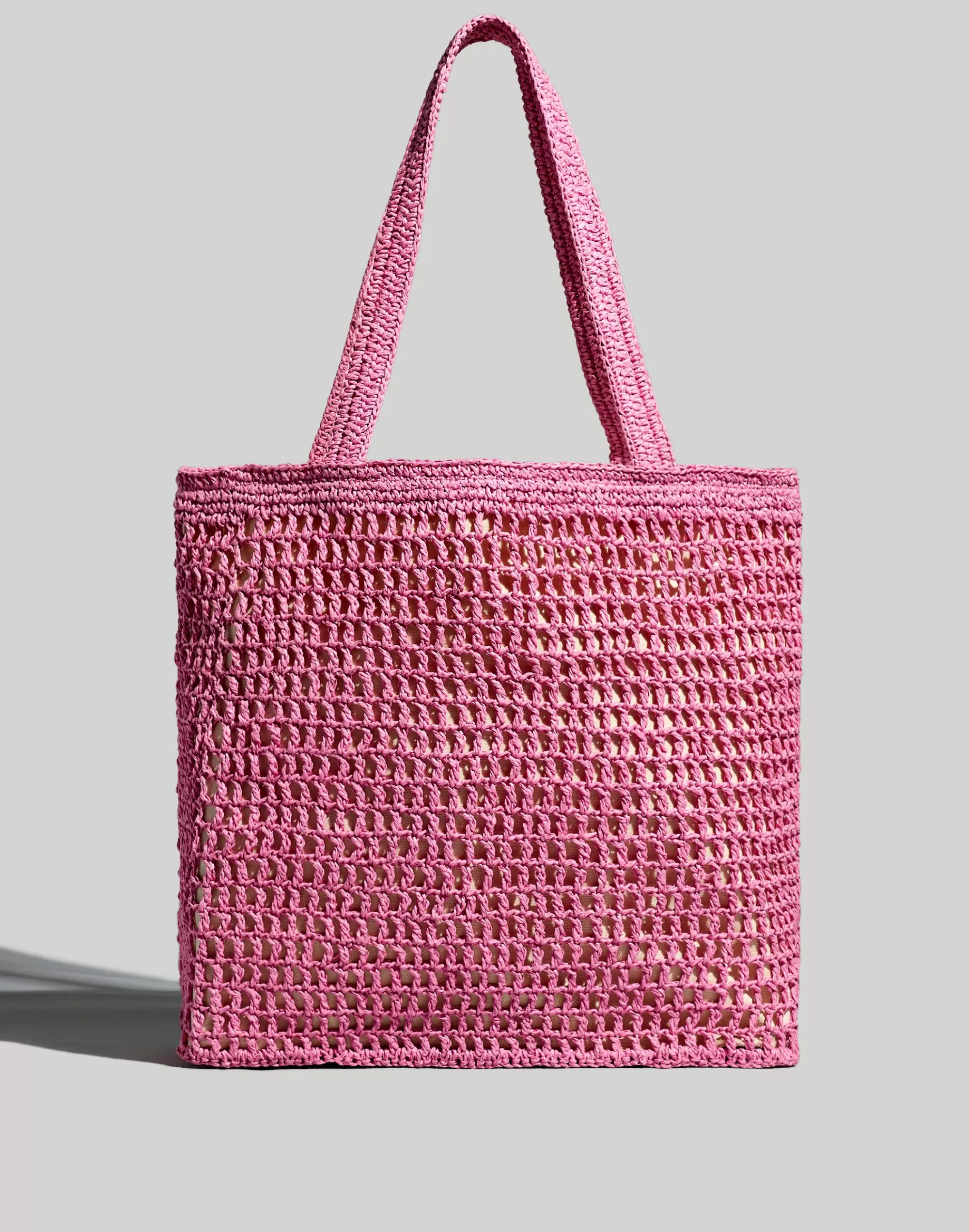 Madewell Shoulder Bags>The Transport Tote: Straw Edition Retro Pink