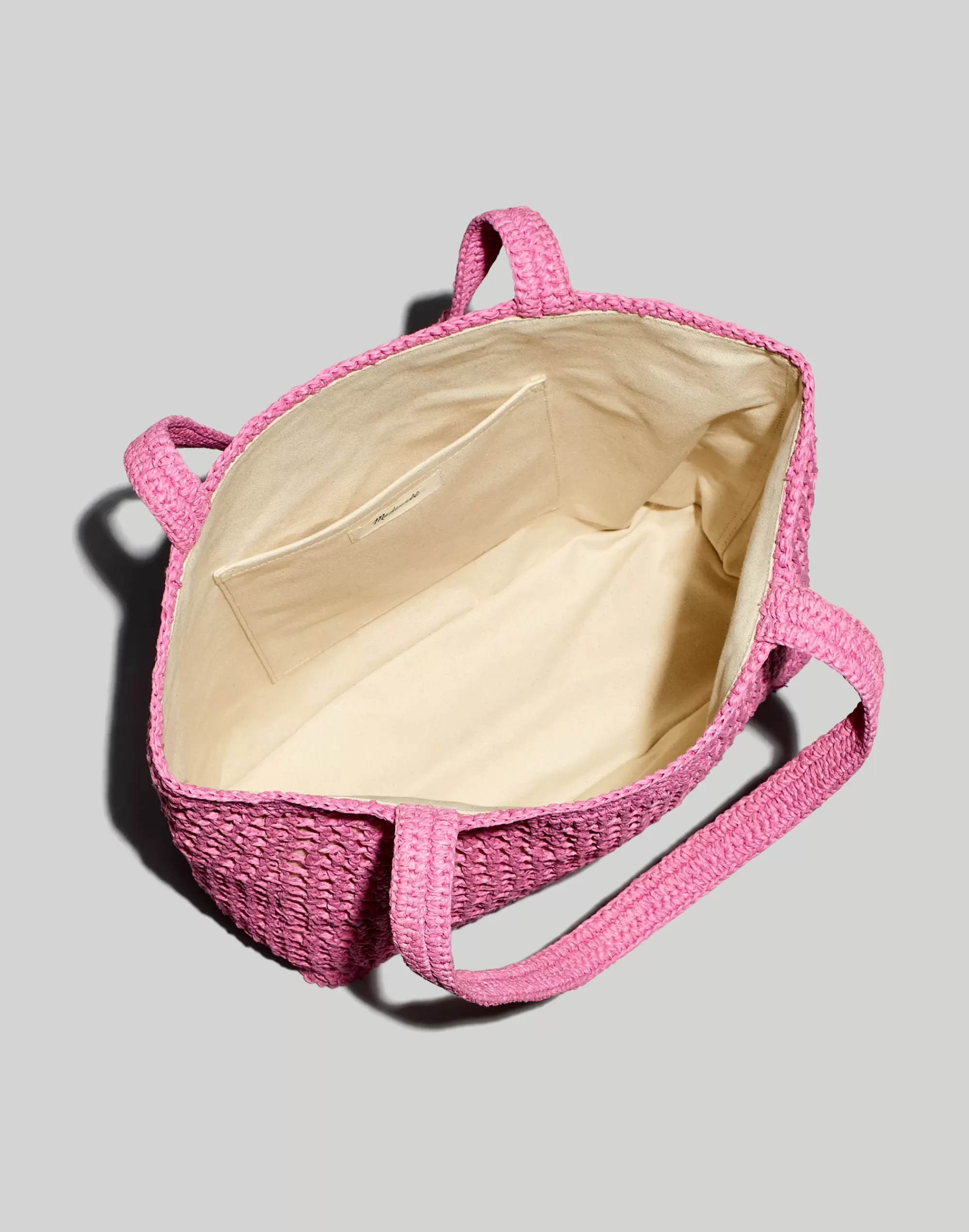 Madewell Shoulder Bags>The Transport Tote: Straw Edition Retro Pink