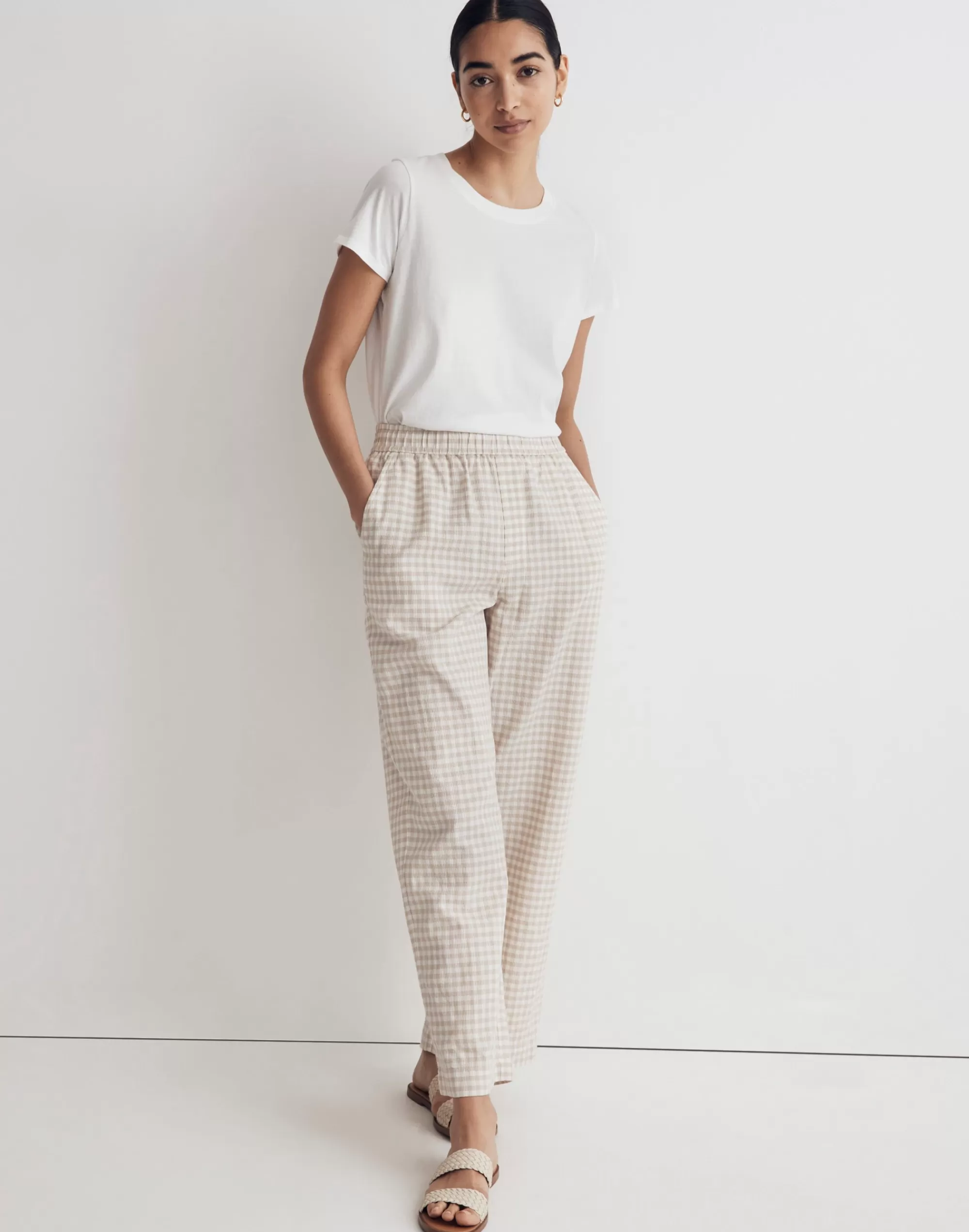 Madewell Pants>The Untailored Wide-Leg Pant In Gingham Lightspun Waffle Check