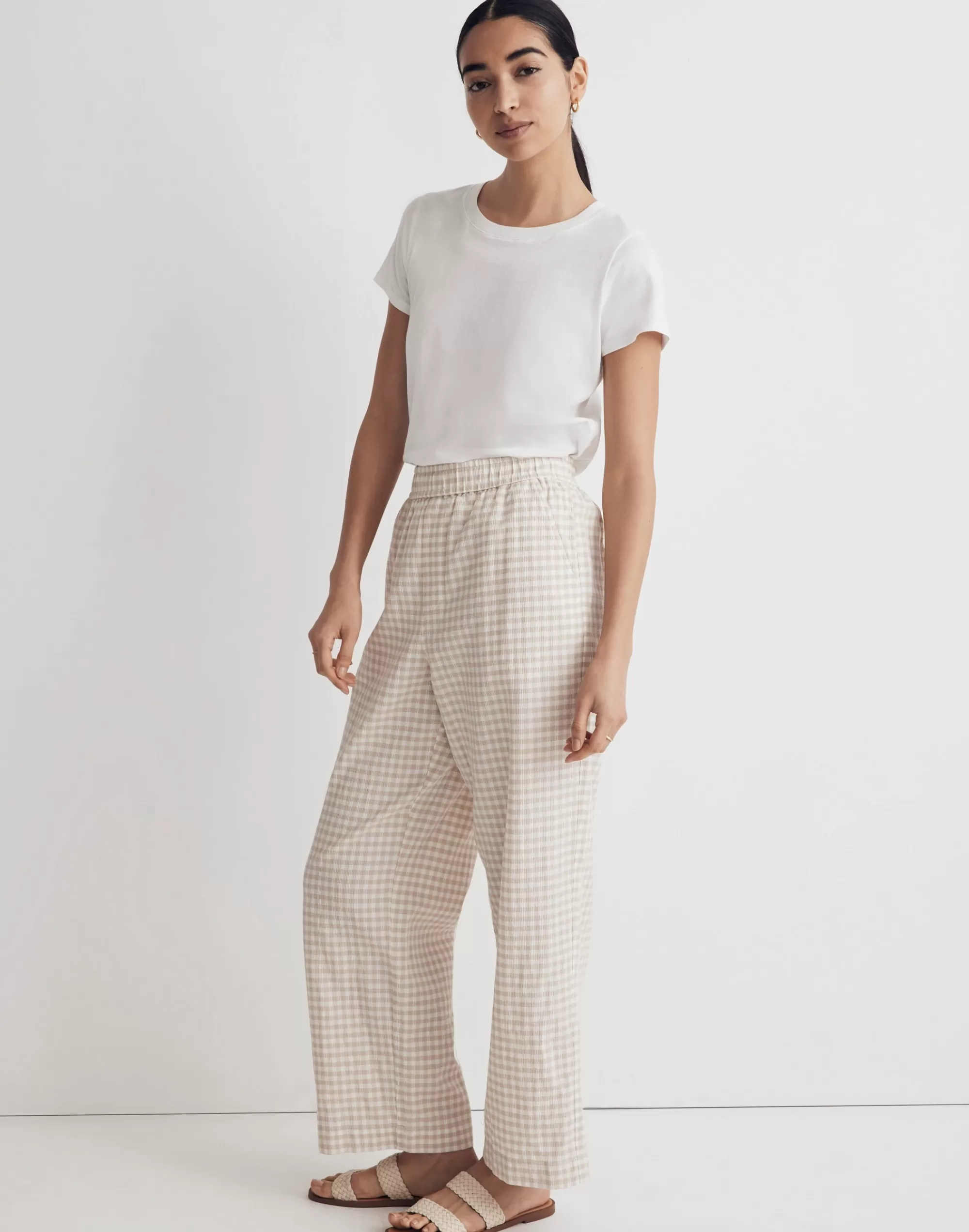 Madewell Pants>The Untailored Wide-Leg Pant In Gingham Lightspun Waffle Check