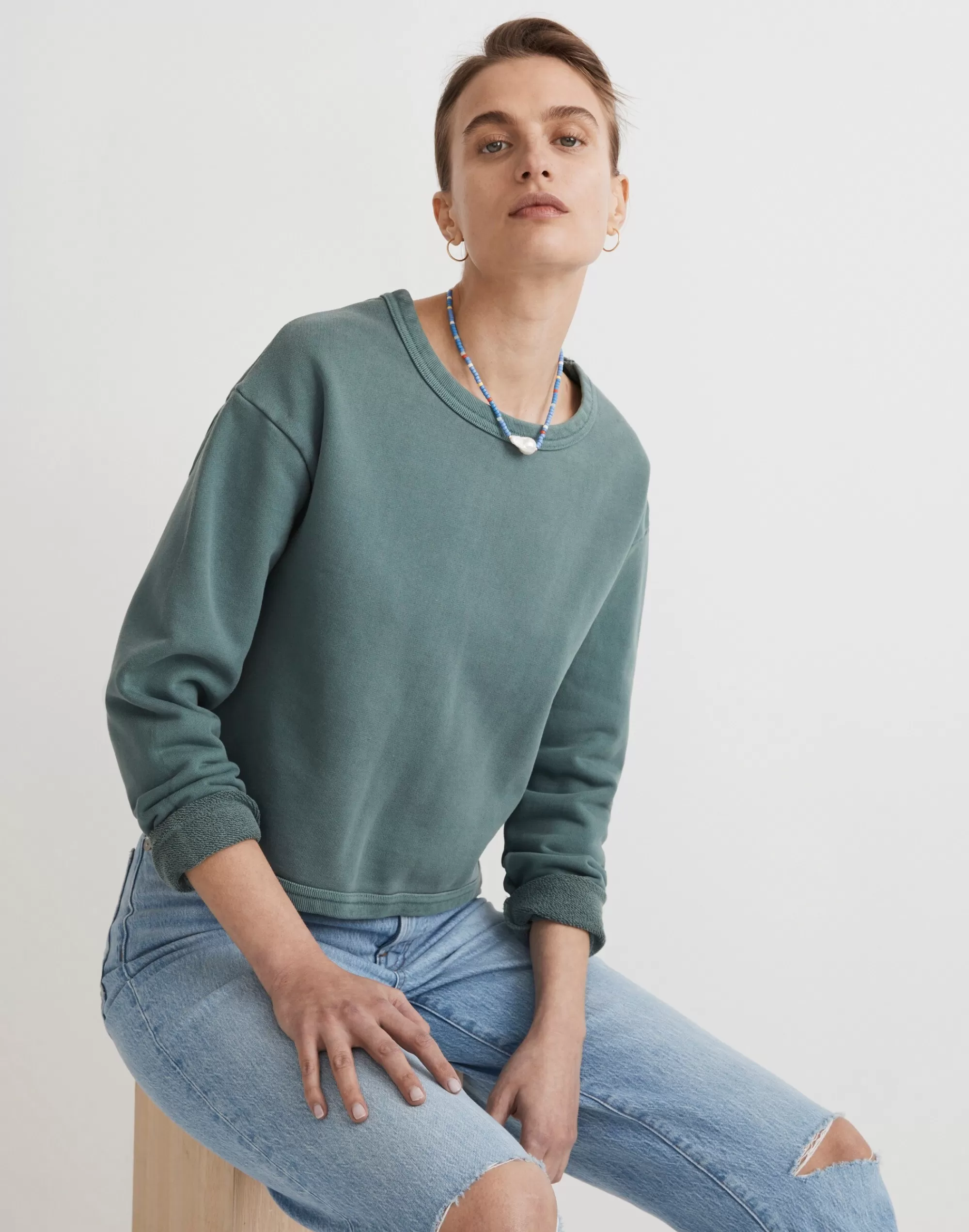 Madewell Tees>Thread Crop Sweatshirt Architect Green