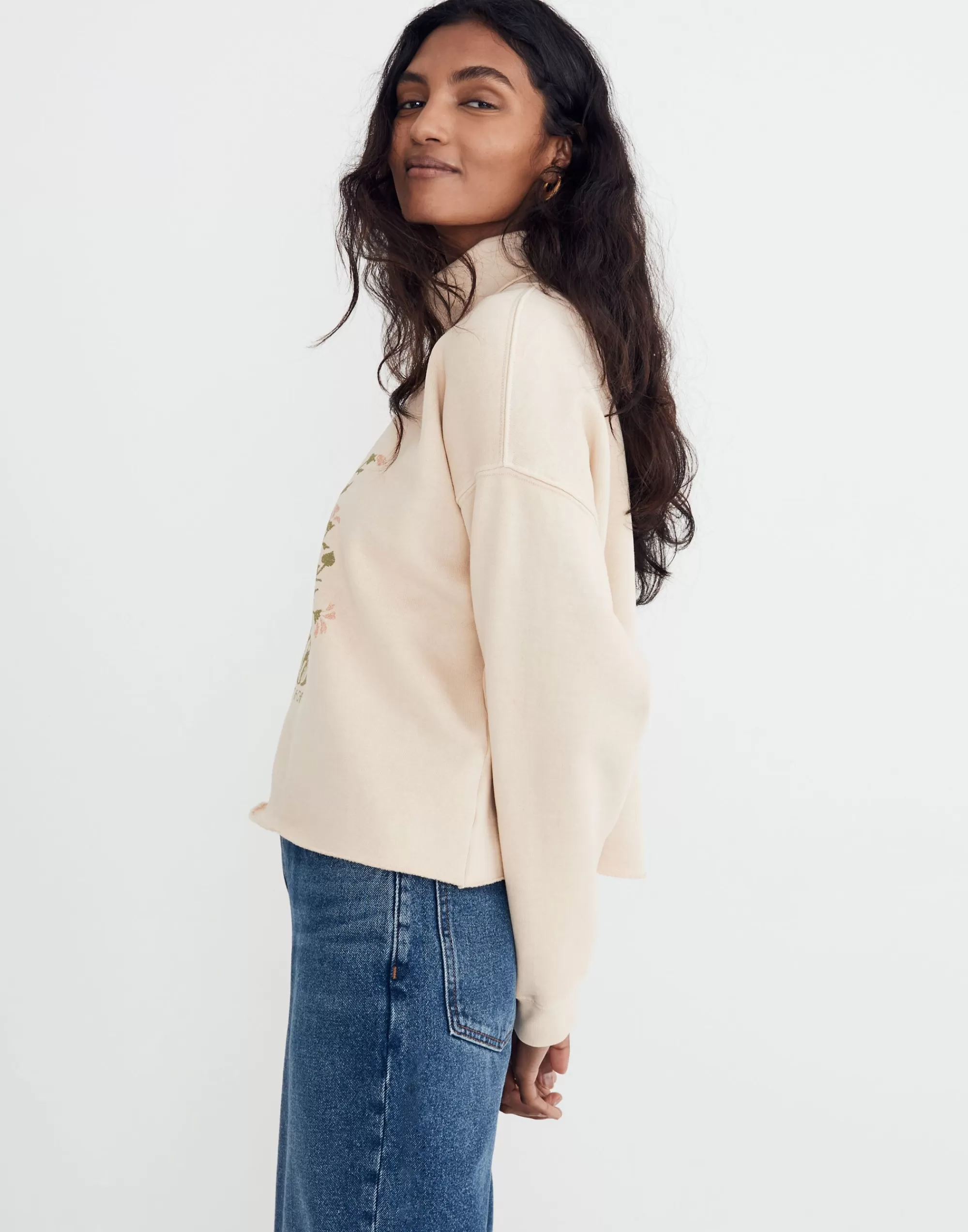 Madewell Sweatshirts & Sweatpants>Thread Floral Turtleneck Sweatshirt Bone