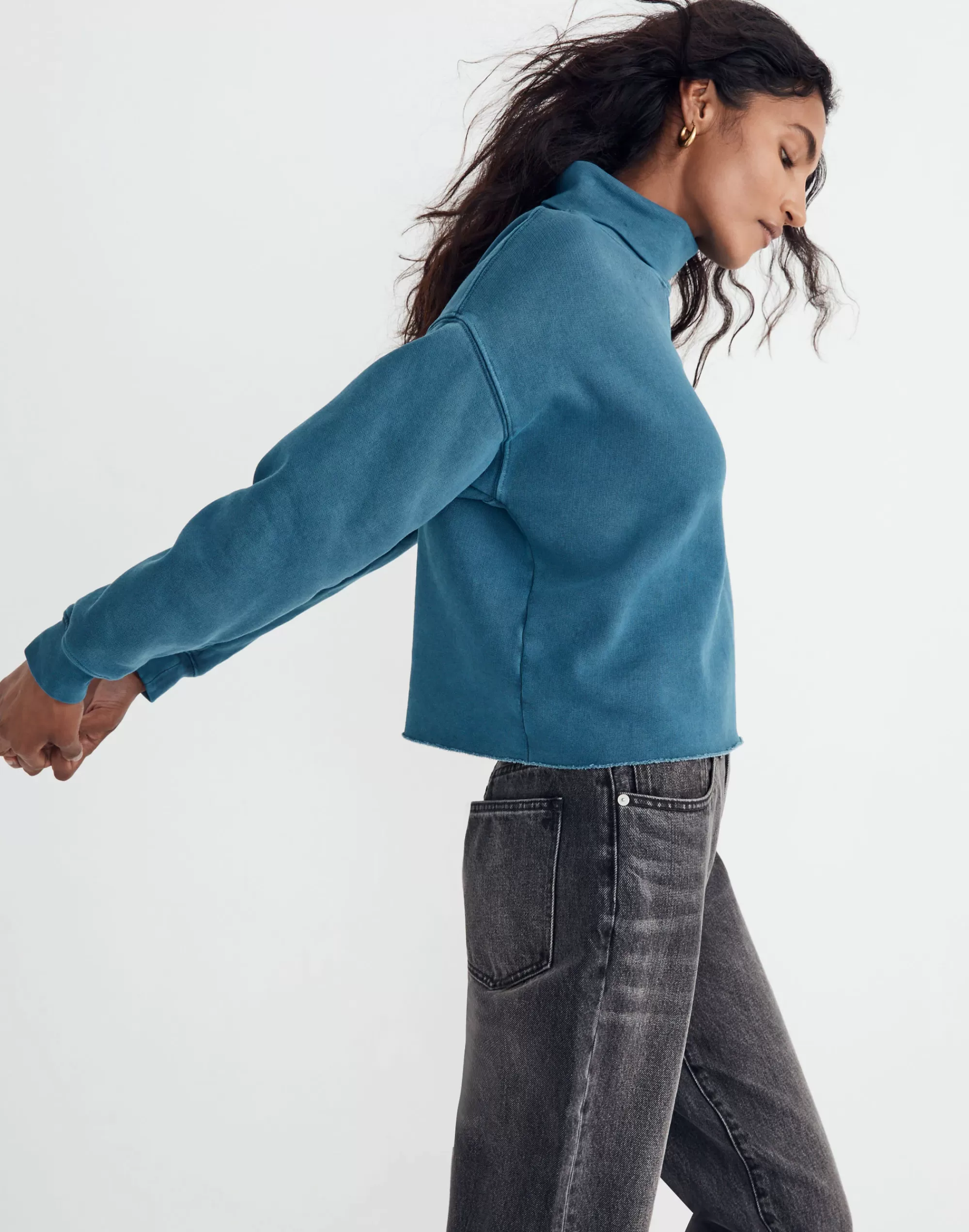 Madewell Sweatshirts & Sweatpants>Thread Floral Turtleneck Sweatshirt Recycled Blue