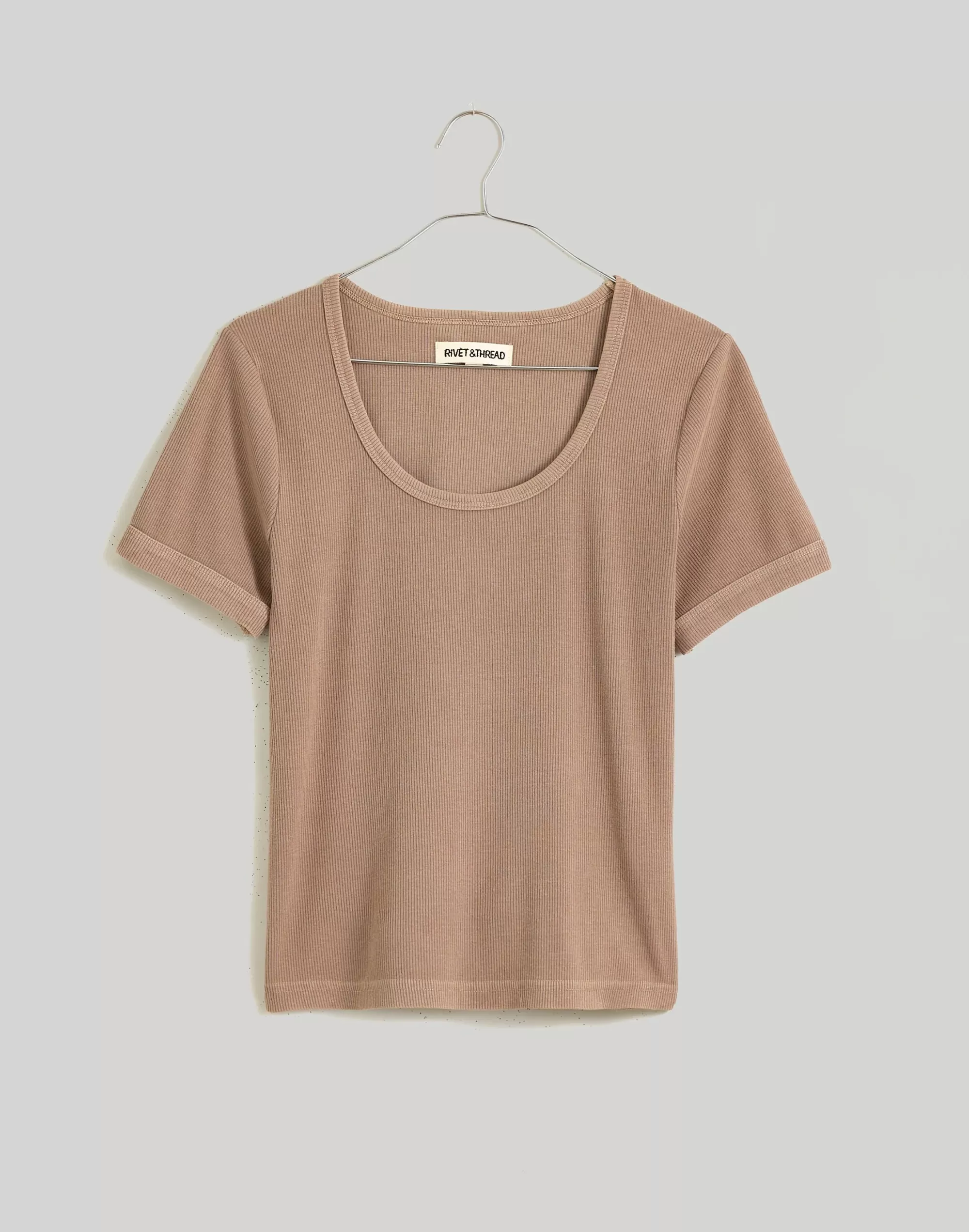 Madewell Tees>Thread Ribbed U-Neck Tee Light Umber